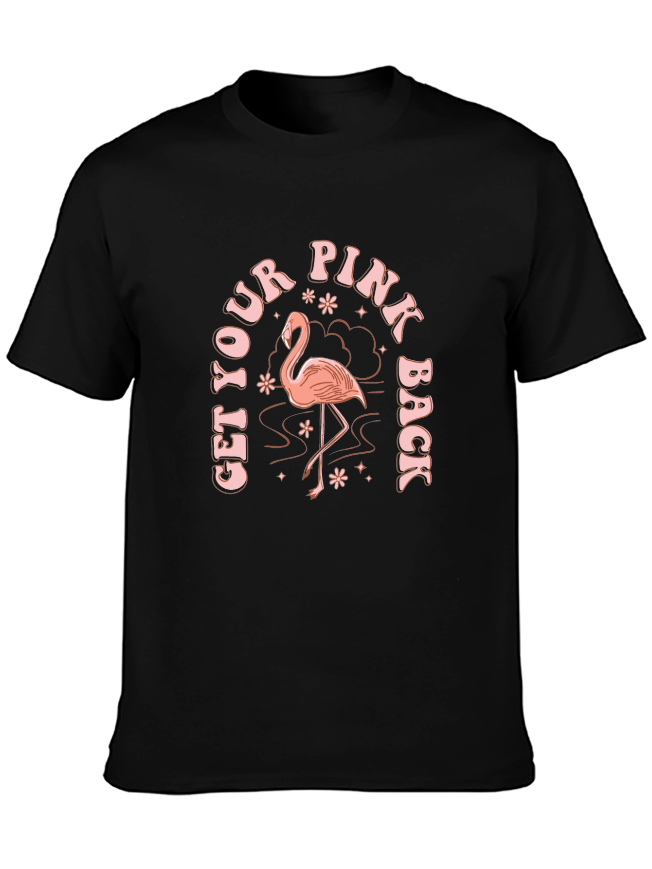 Camiseta Negra con Diseño de Flamenco Rosa