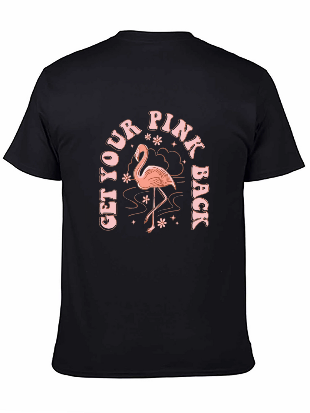 Camiseta Negra con Diseño de Flamenco Rosa