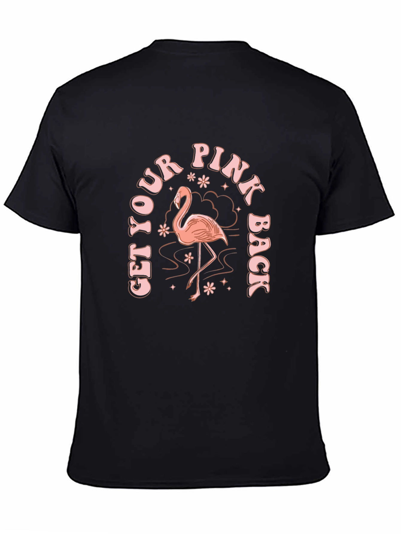 Camiseta Negra con Diseño de Flamenco Rosa