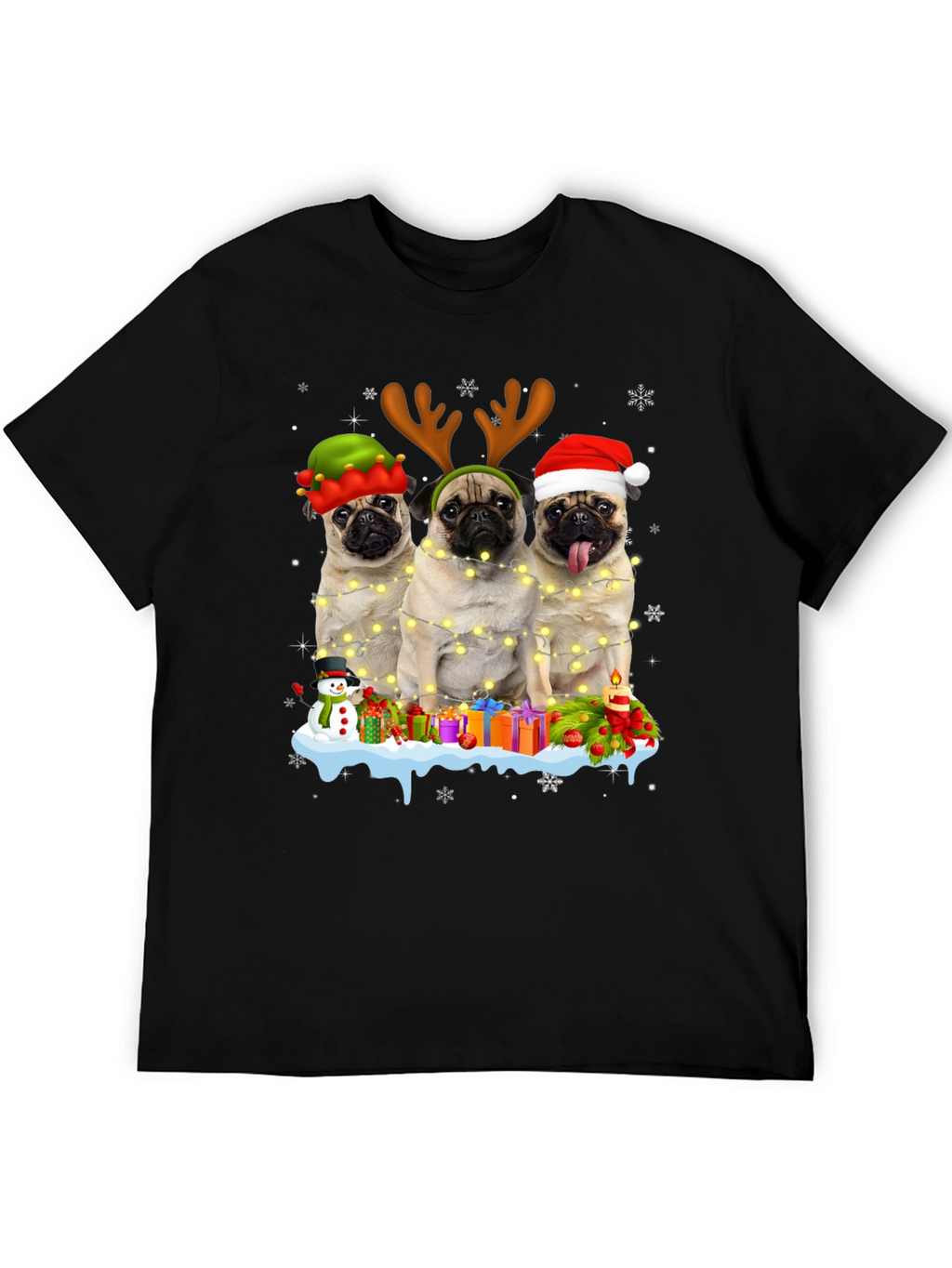 Camiseta Navideña con Pugs Adorables