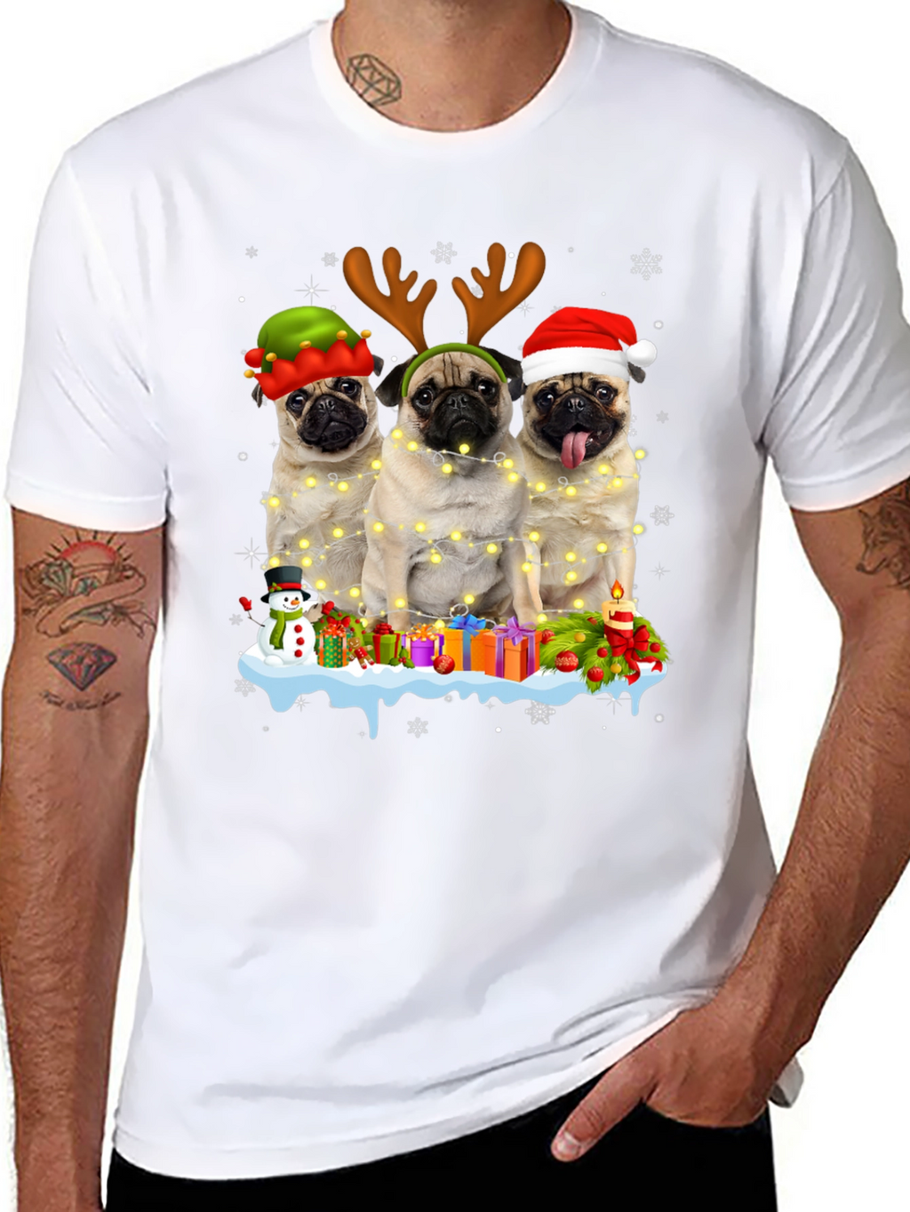 Camiseta Navideña con Pugs Adorables