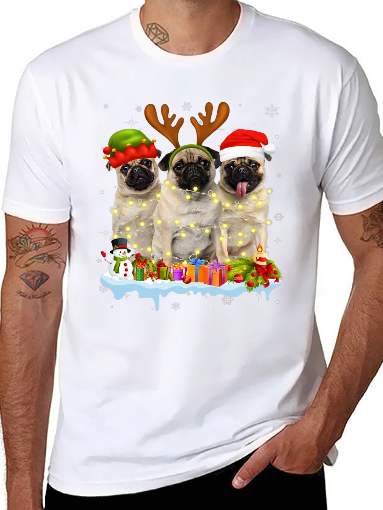 Camiseta Navideña con Pugs Adorables