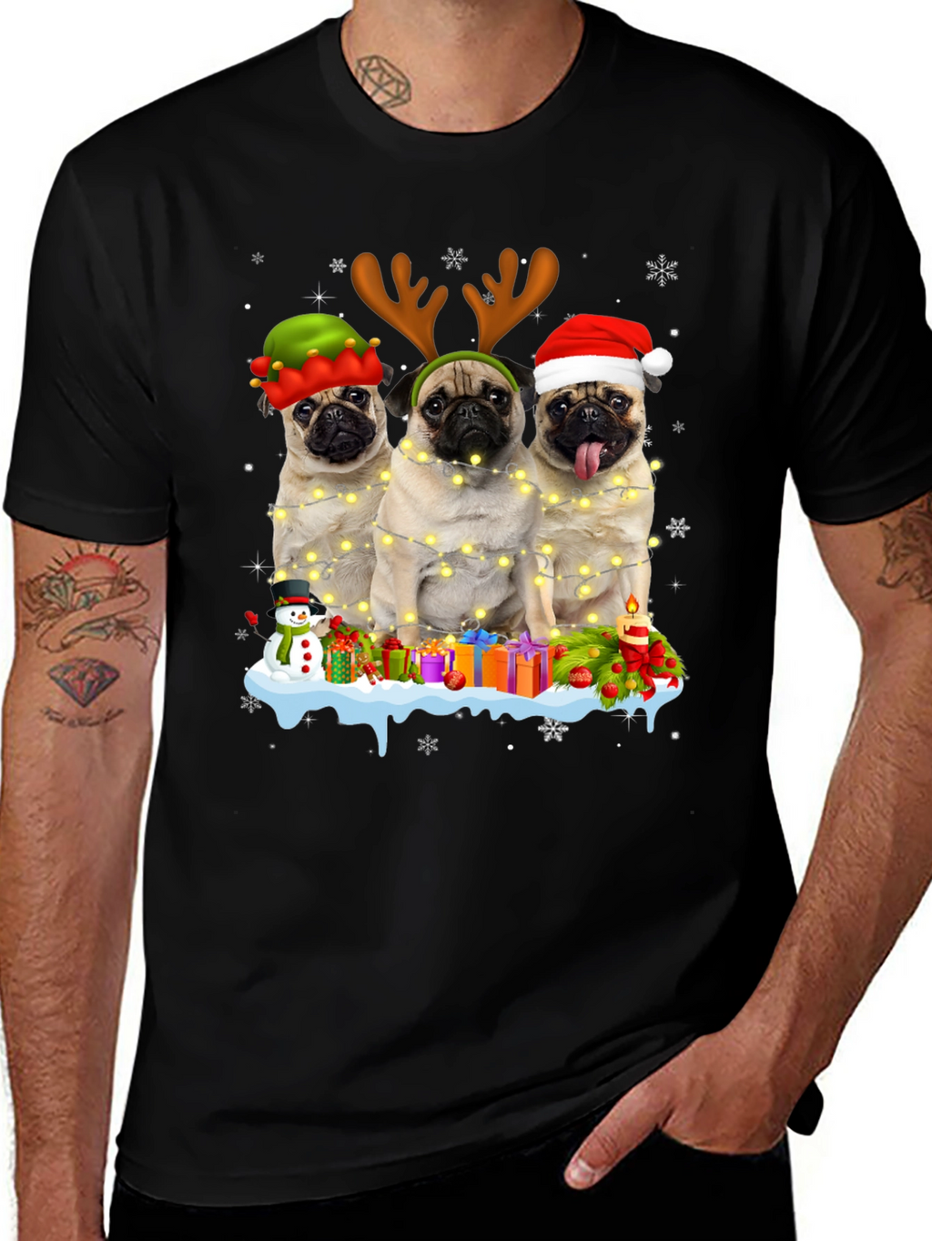 Camiseta Navideña con Pugs Adorables