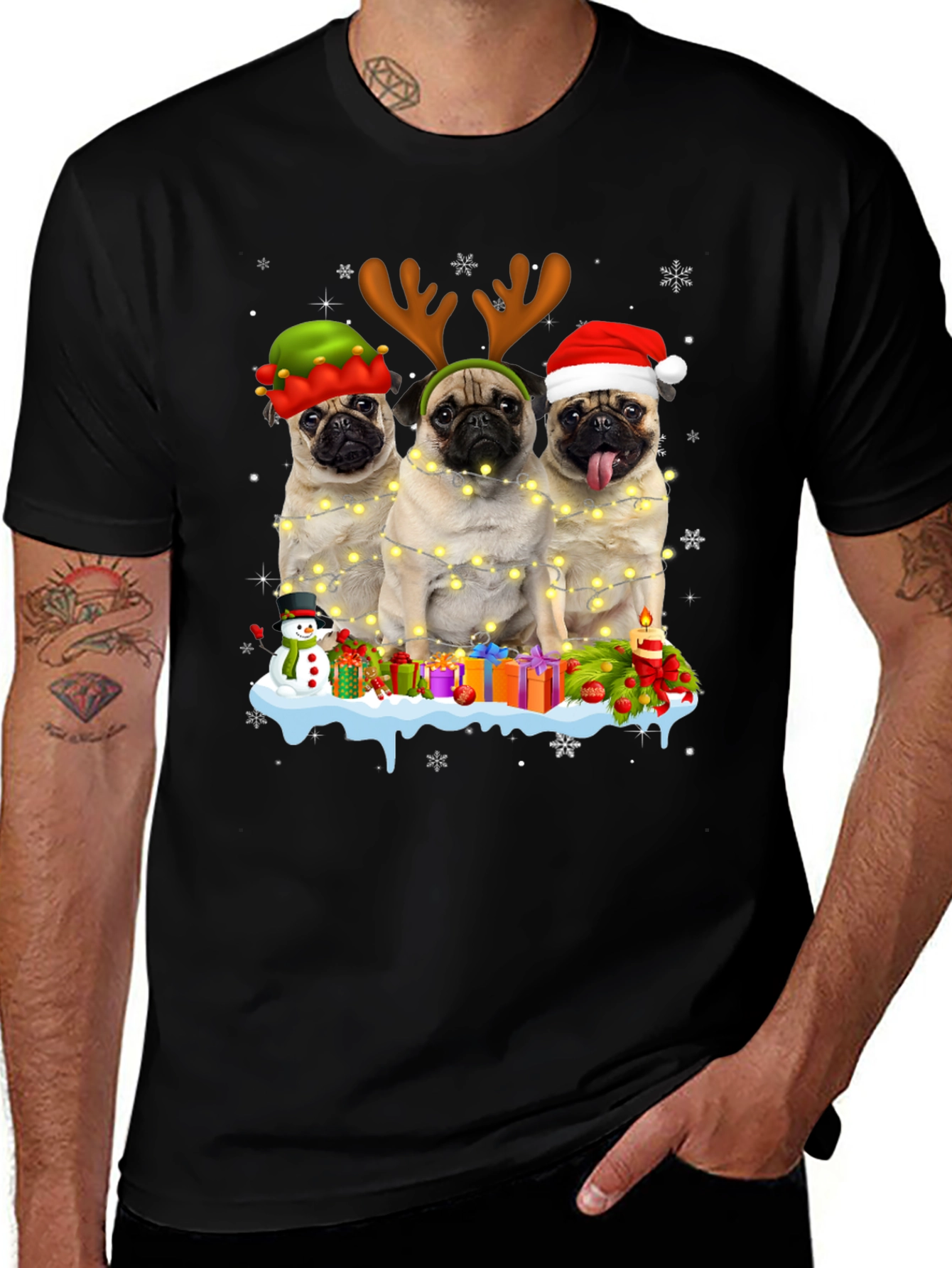 Camiseta Navideña con Pugs Adorables