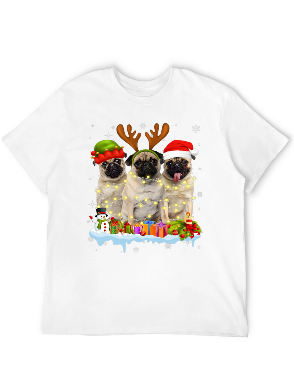 Camiseta Navideña con Pugs Adorables