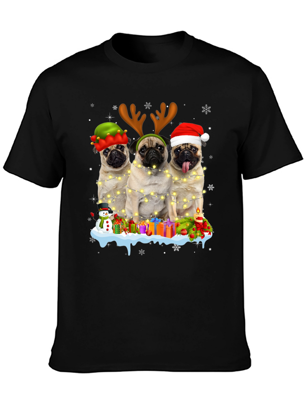 Camiseta Navideña con Pugs Adorables