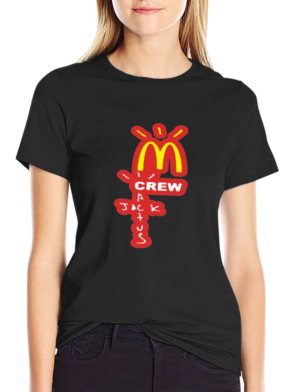 Camiseta Negra Cactus Jack Crew McDonalds