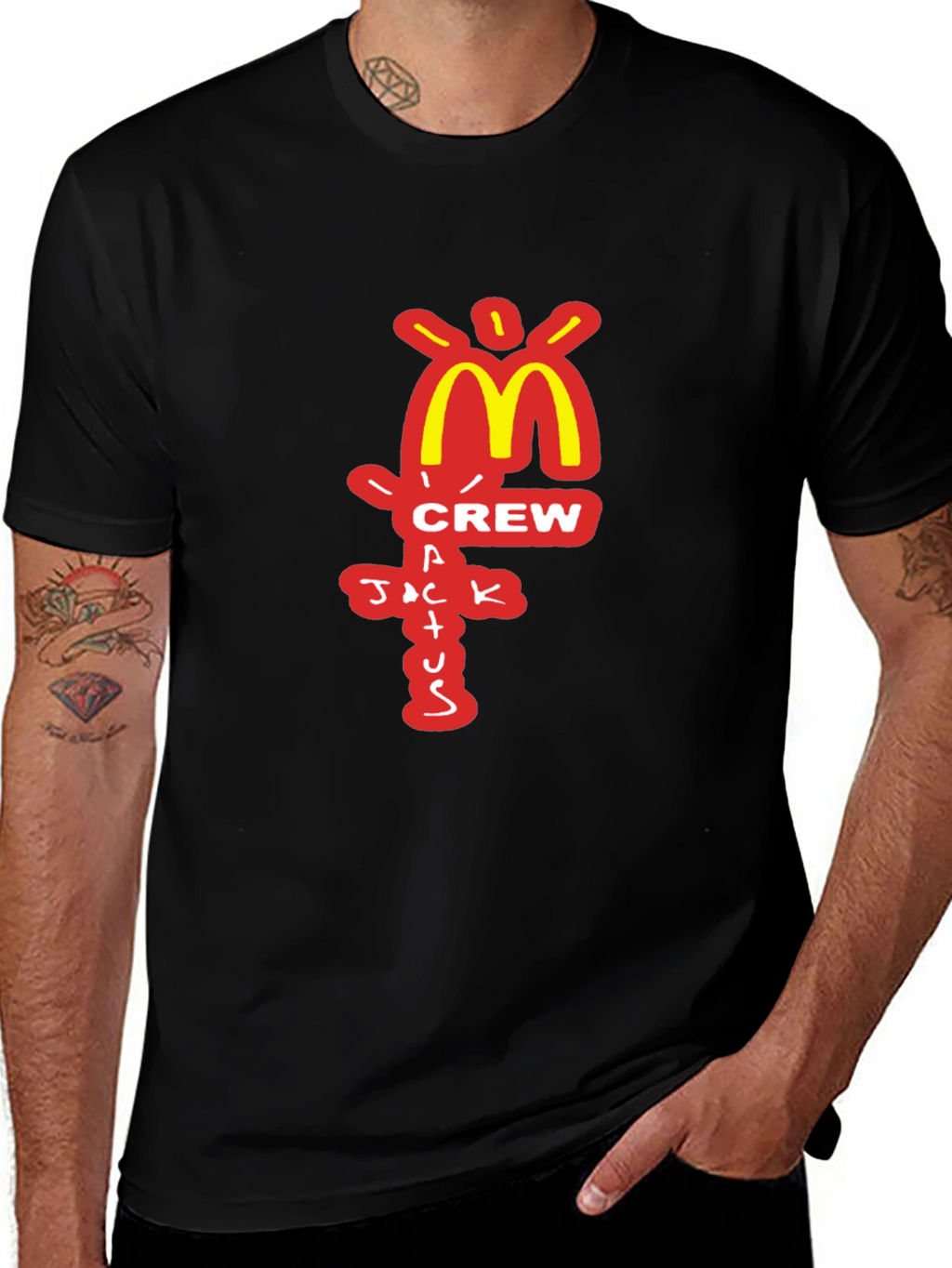 Camiseta Negra Cactus Jack Crew McDonalds