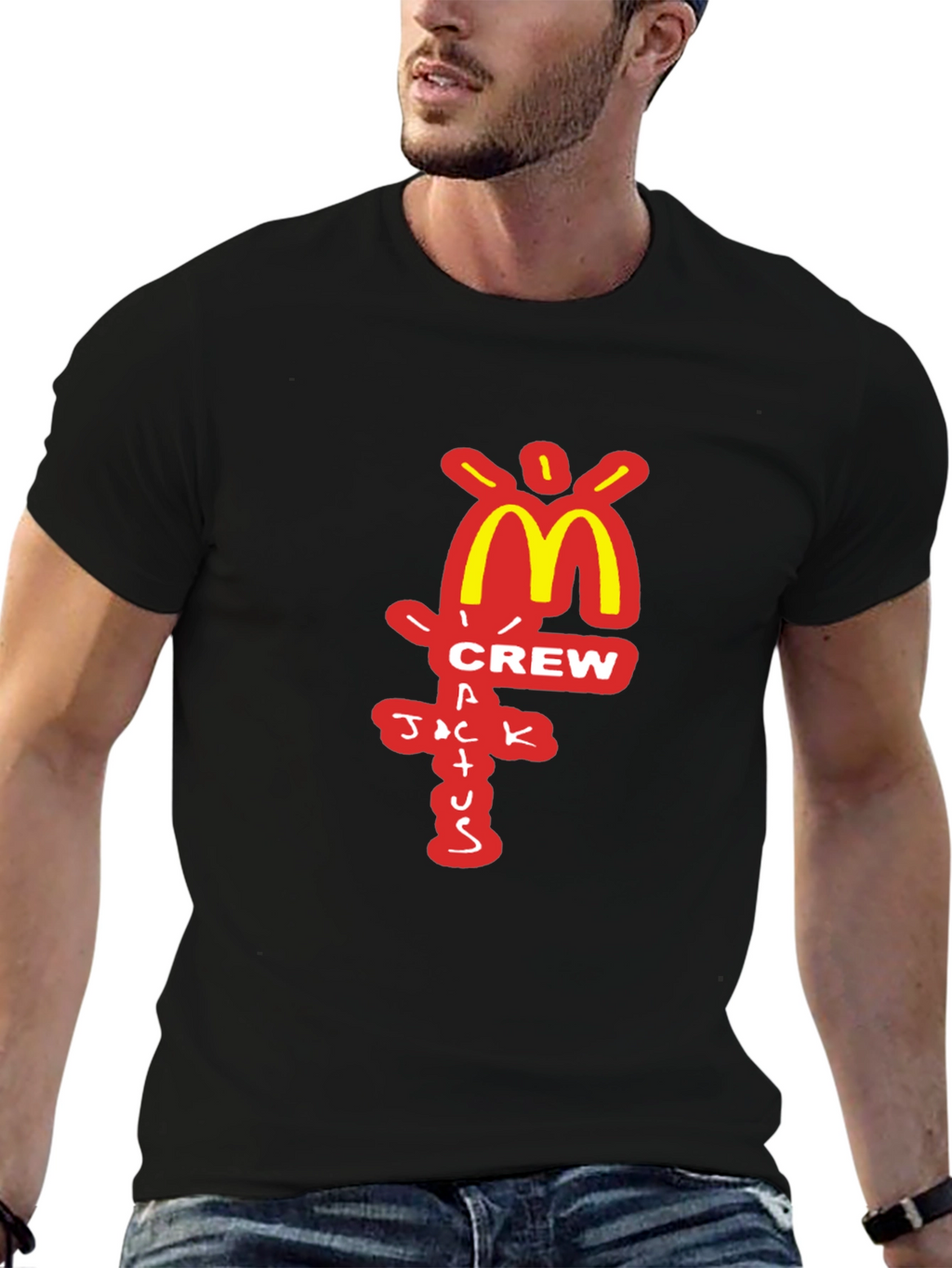 Camiseta Negra Cactus Jack Crew McDonalds