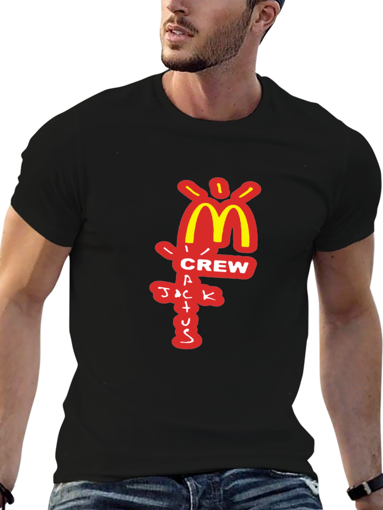 Camiseta Negra Cactus Jack Crew McDonalds