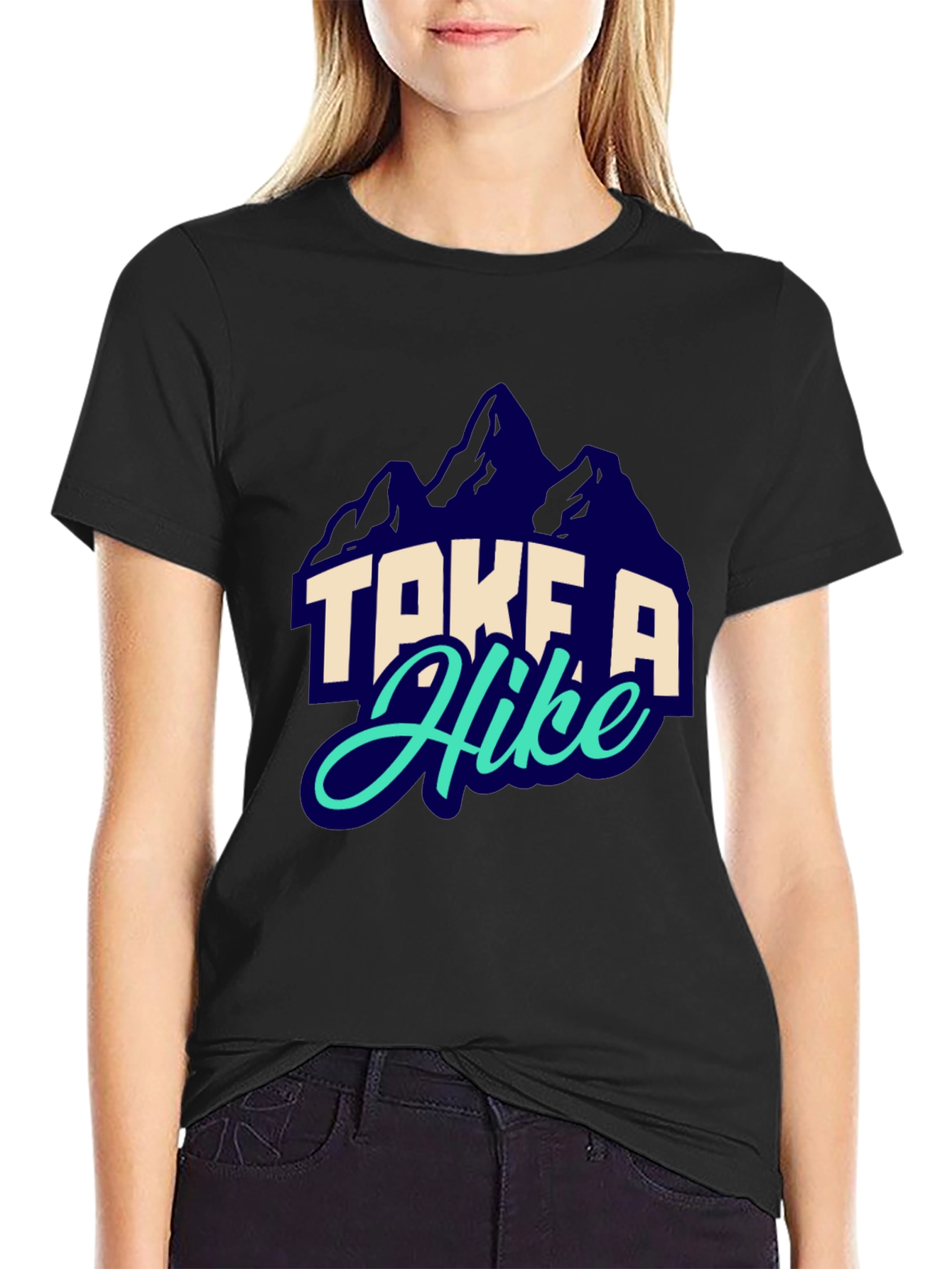 Camiseta Negra con Diseño de Montaña Take a Hike