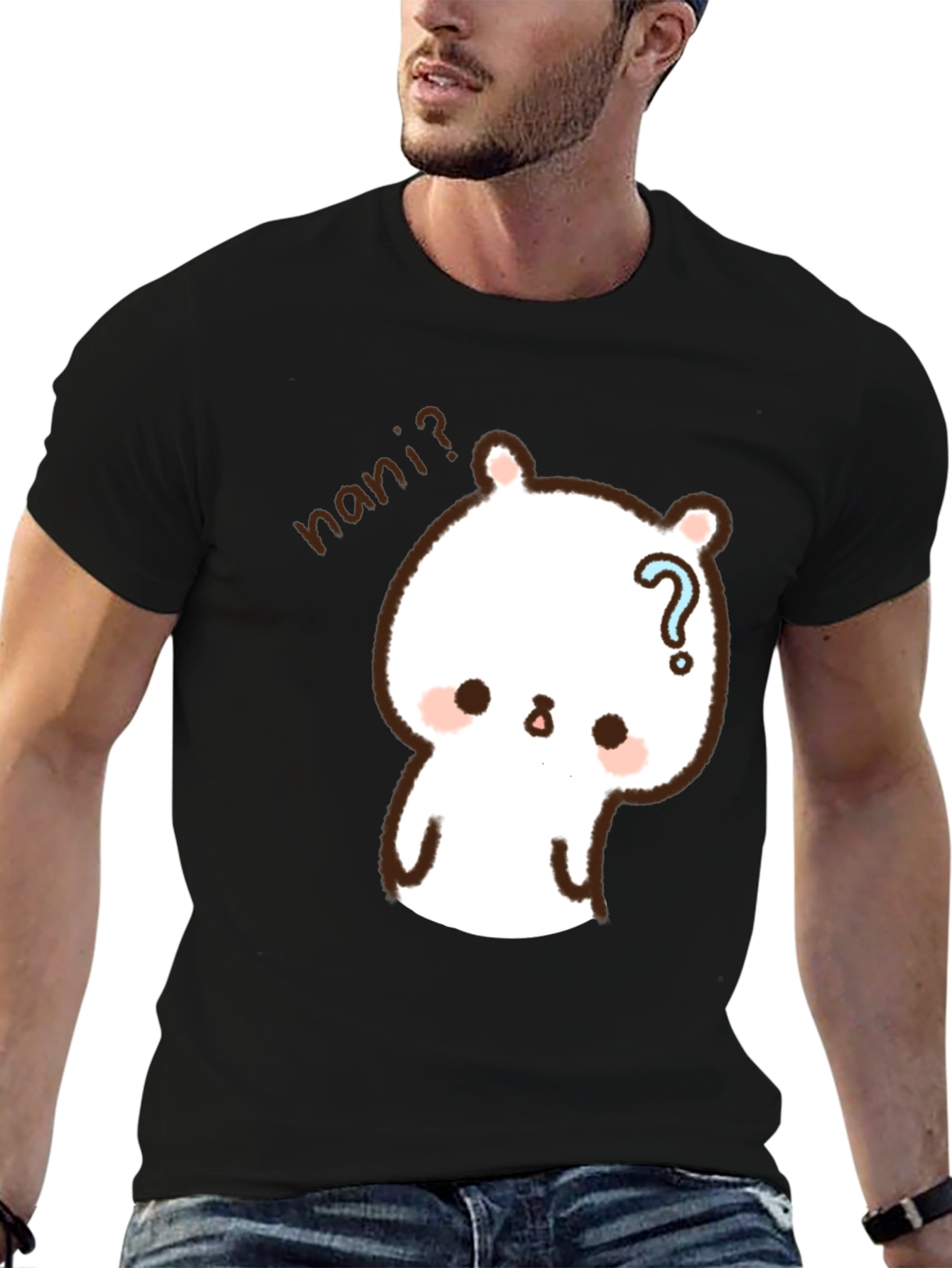 Camiseta Negra con Diseño de Conejo Nani?