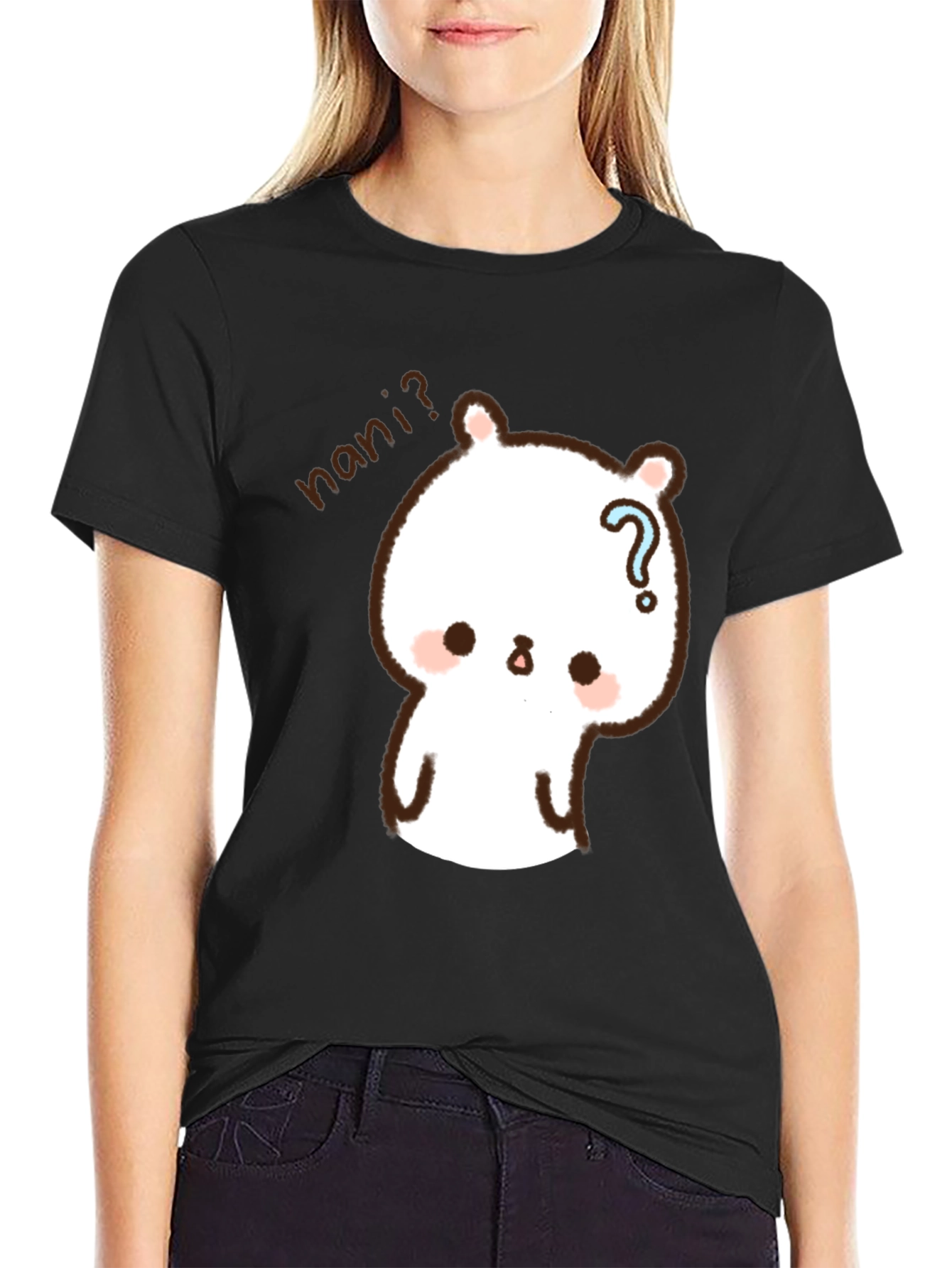 Camiseta Negra con Diseño de Conejo Nani?