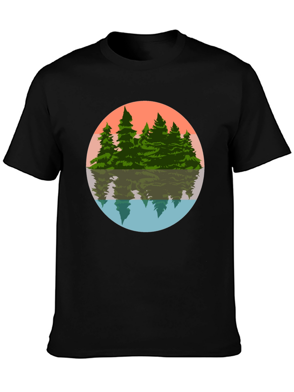 Camiseta Hombre Bosque Reflejo Círculo