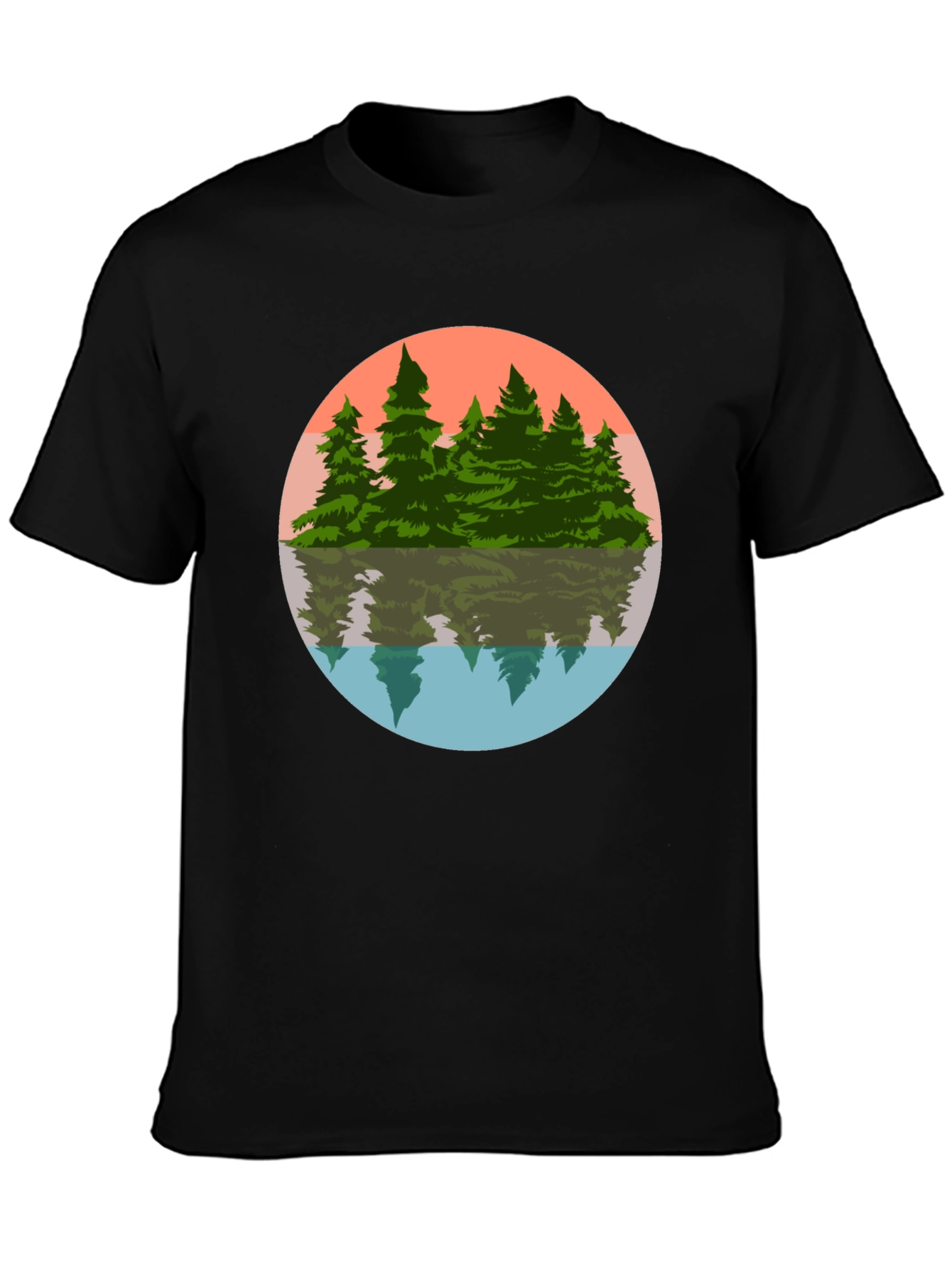 Camiseta Hombre Bosque Reflejo Círculo