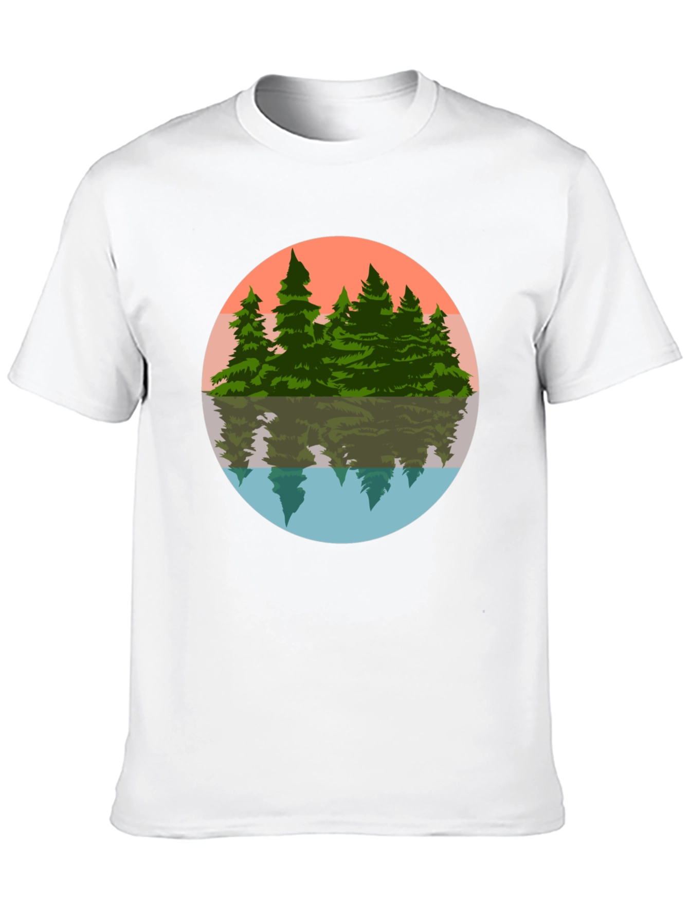 Camiseta Hombre Bosque Reflejo Círculo