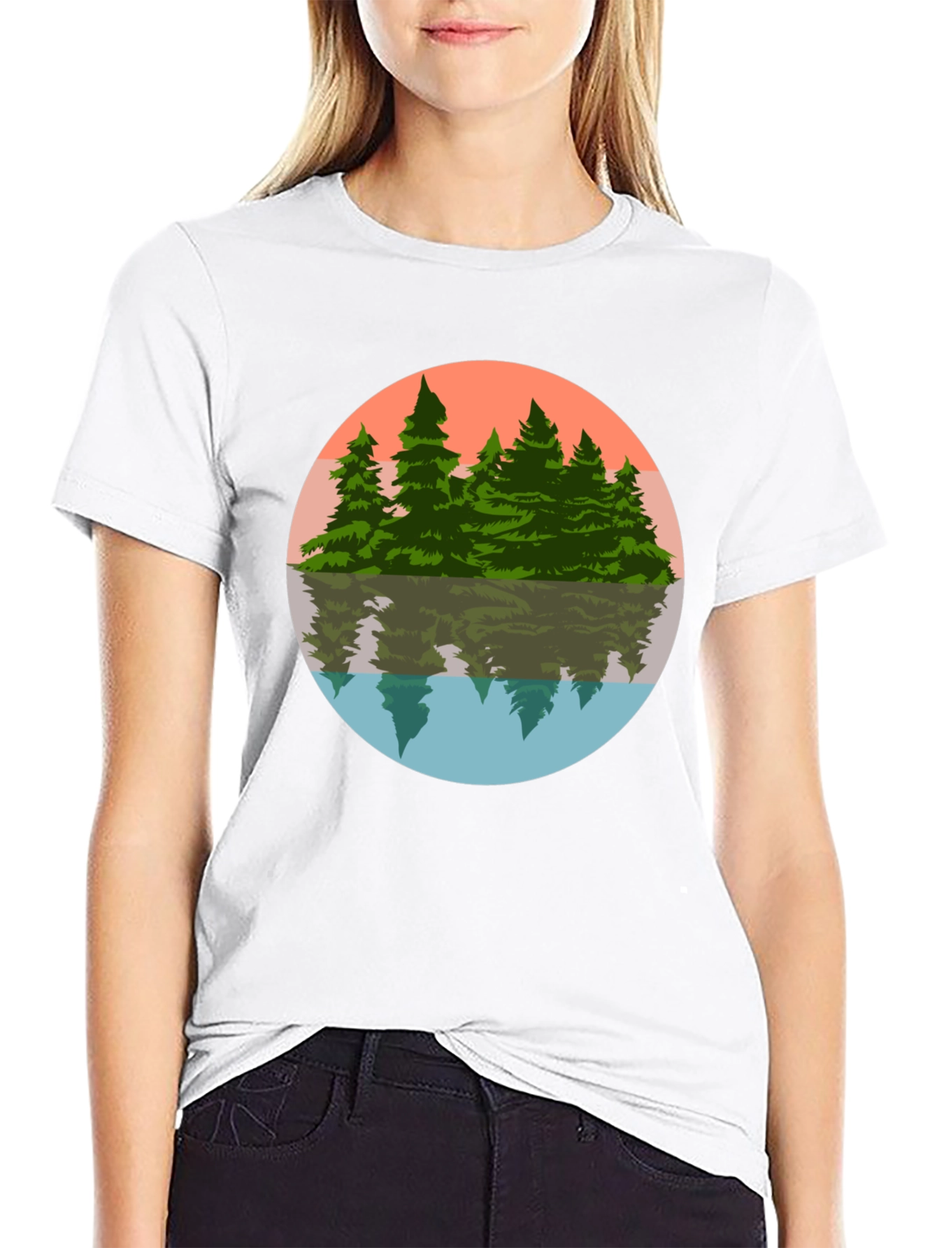 Camiseta Hombre Bosque Reflejo Círculo