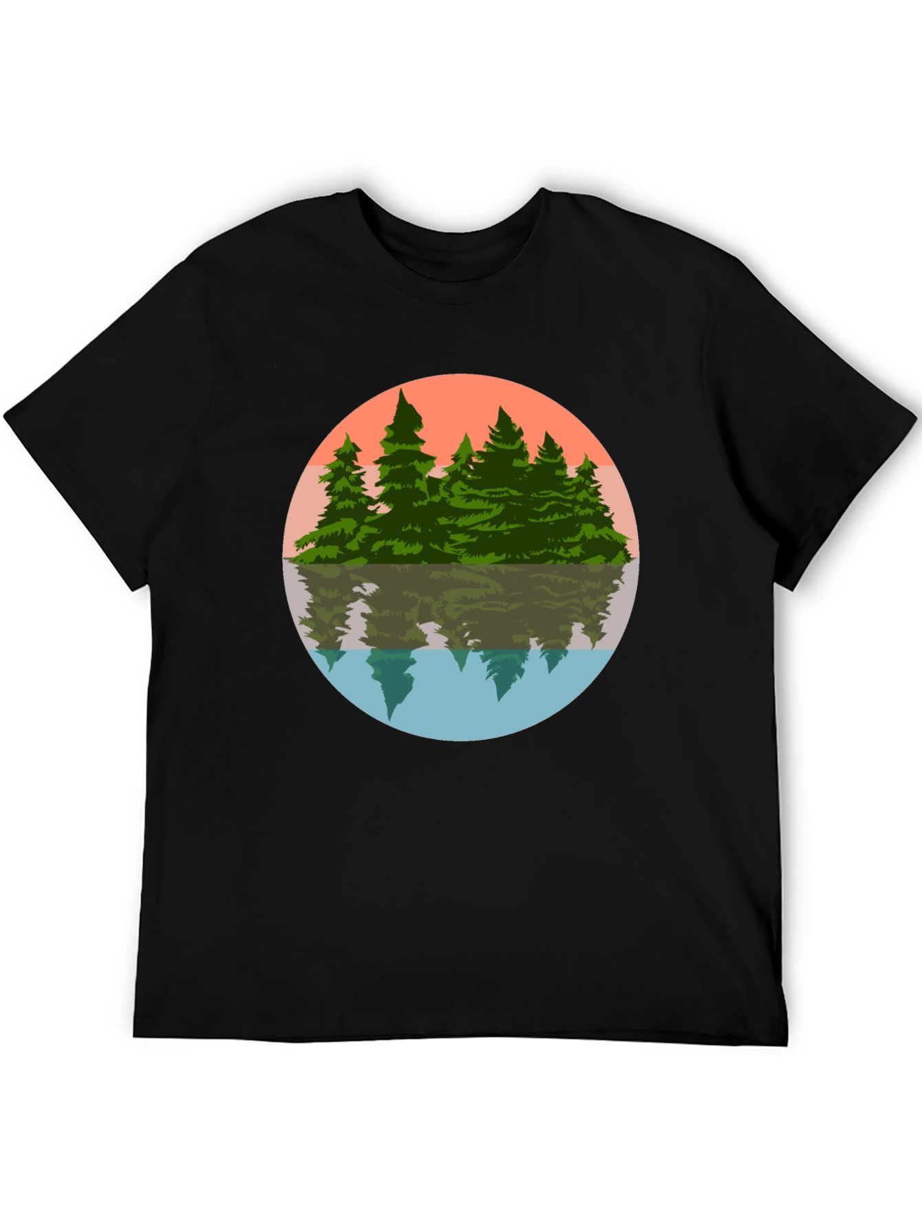 Camiseta Hombre Bosque Reflejo Círculo