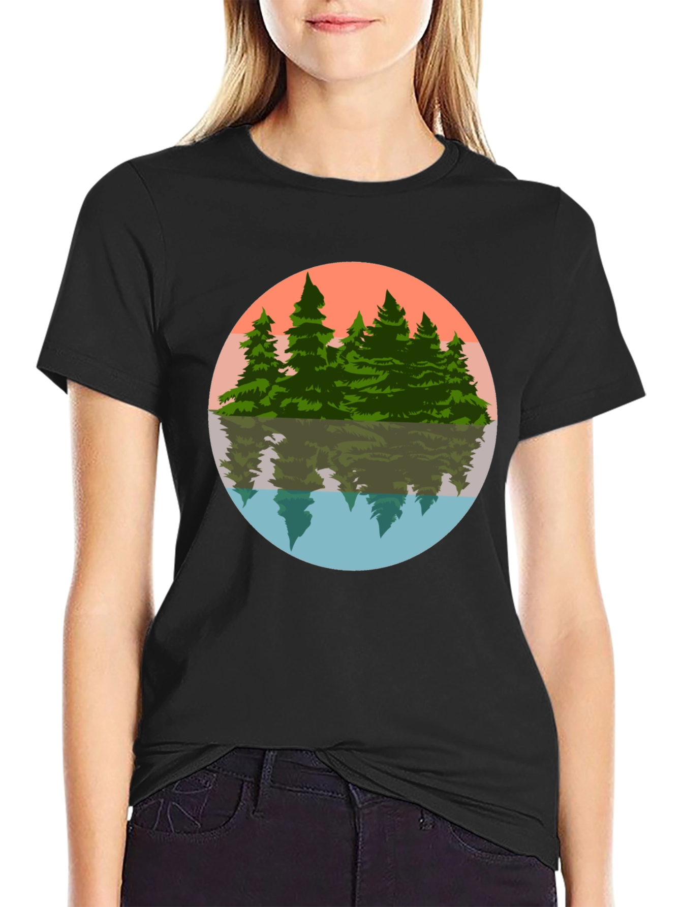 Camiseta Hombre Bosque Reflejo Círculo