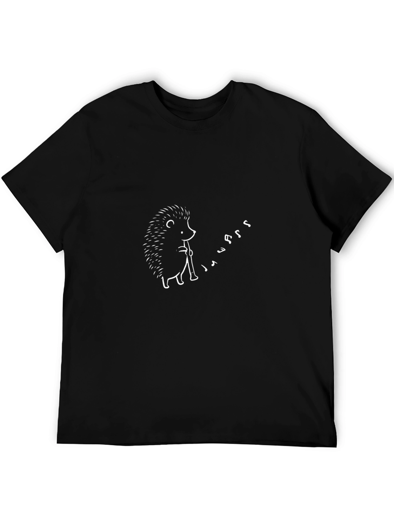 Camiseta Negra con Diseño de Erizo Músico
