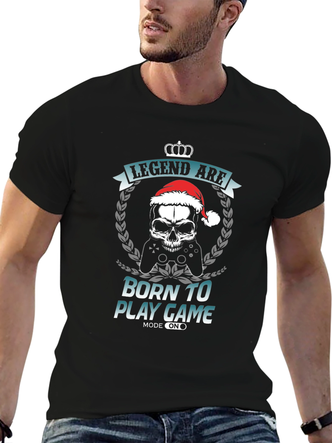 Camiseta Gamer Negra Leyenda Navideña