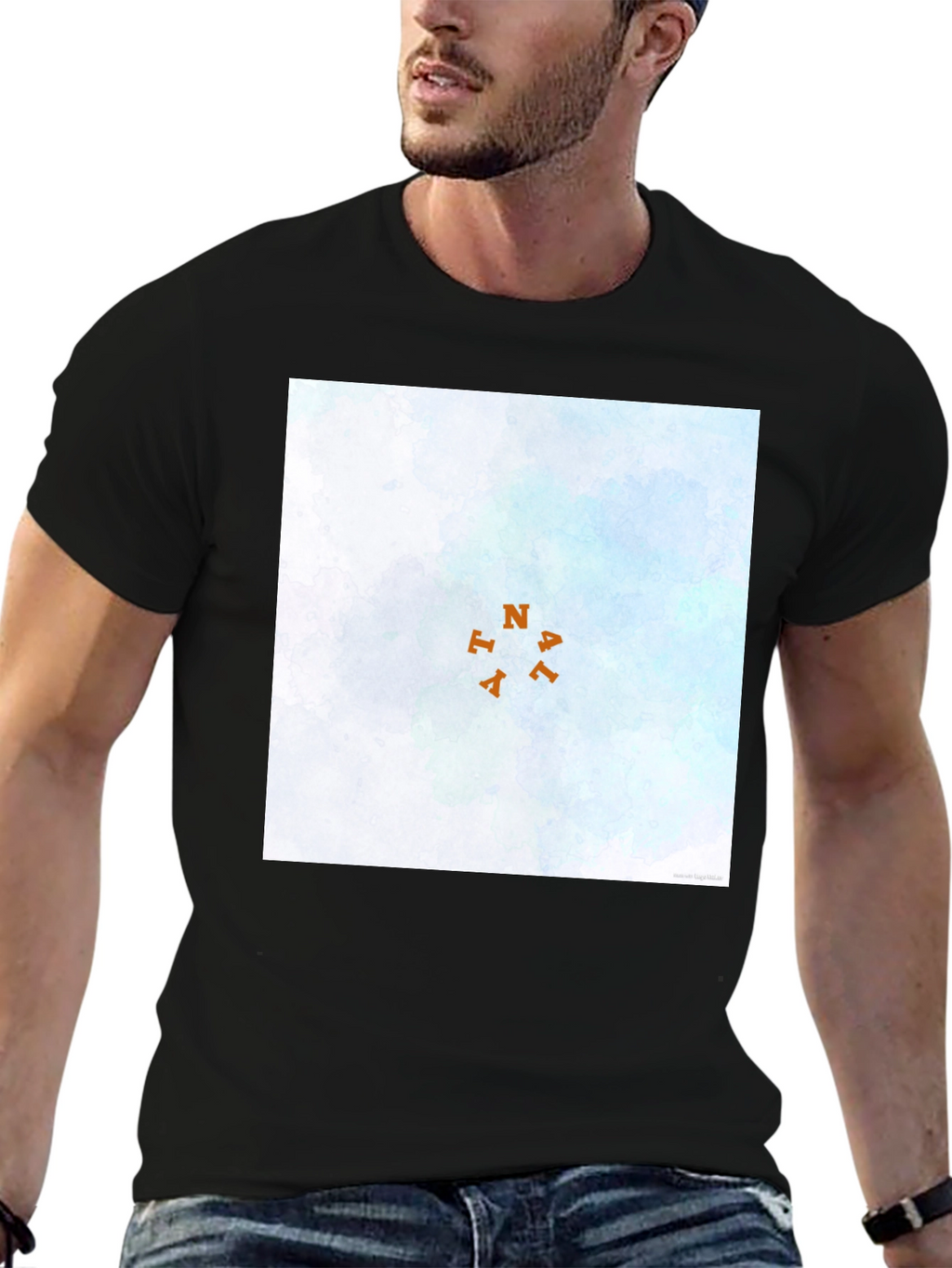 Camiseta Negra con Diseño Abstracto Natal