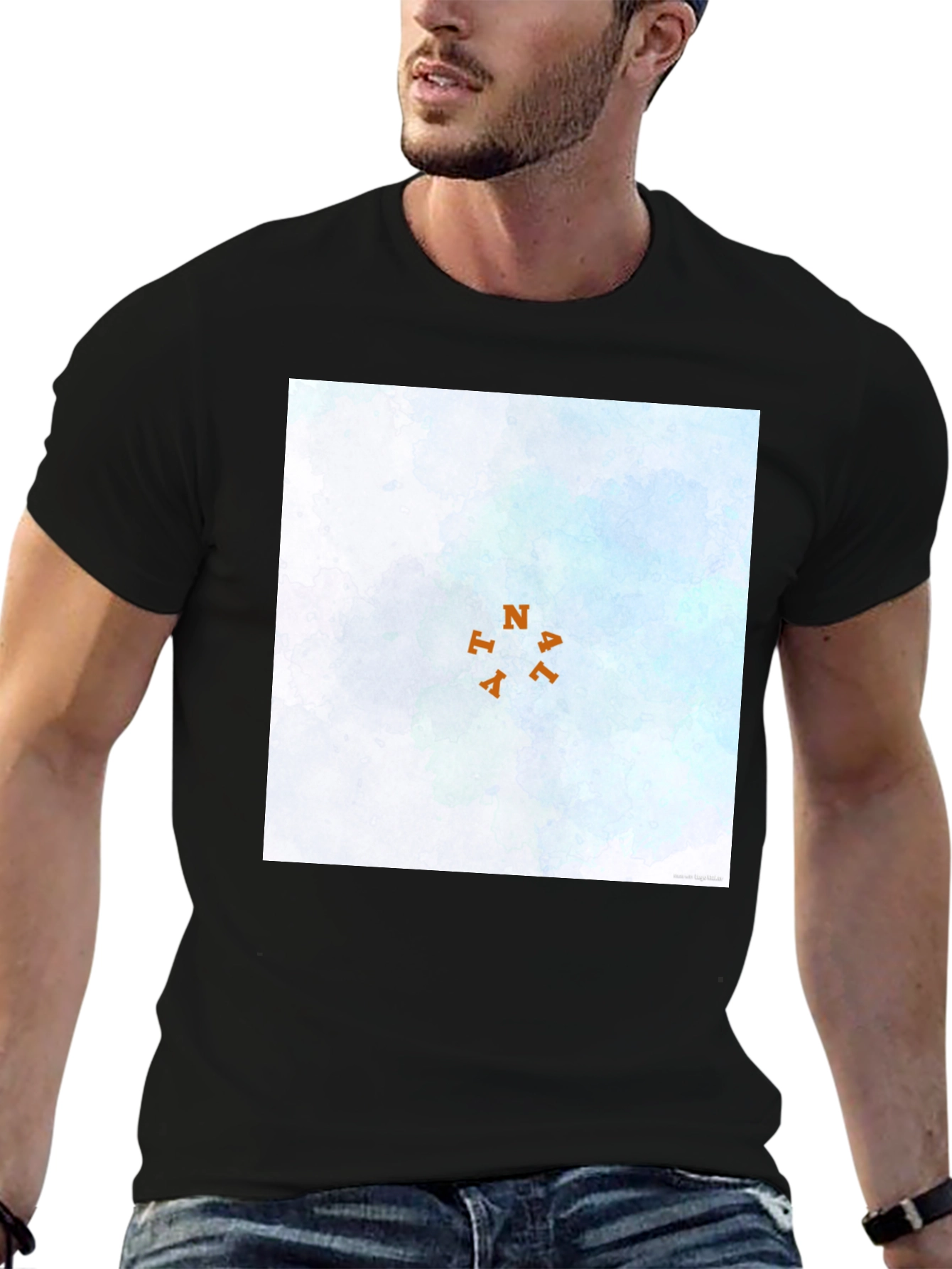 Camiseta Negra con Diseño Abstracto Natal