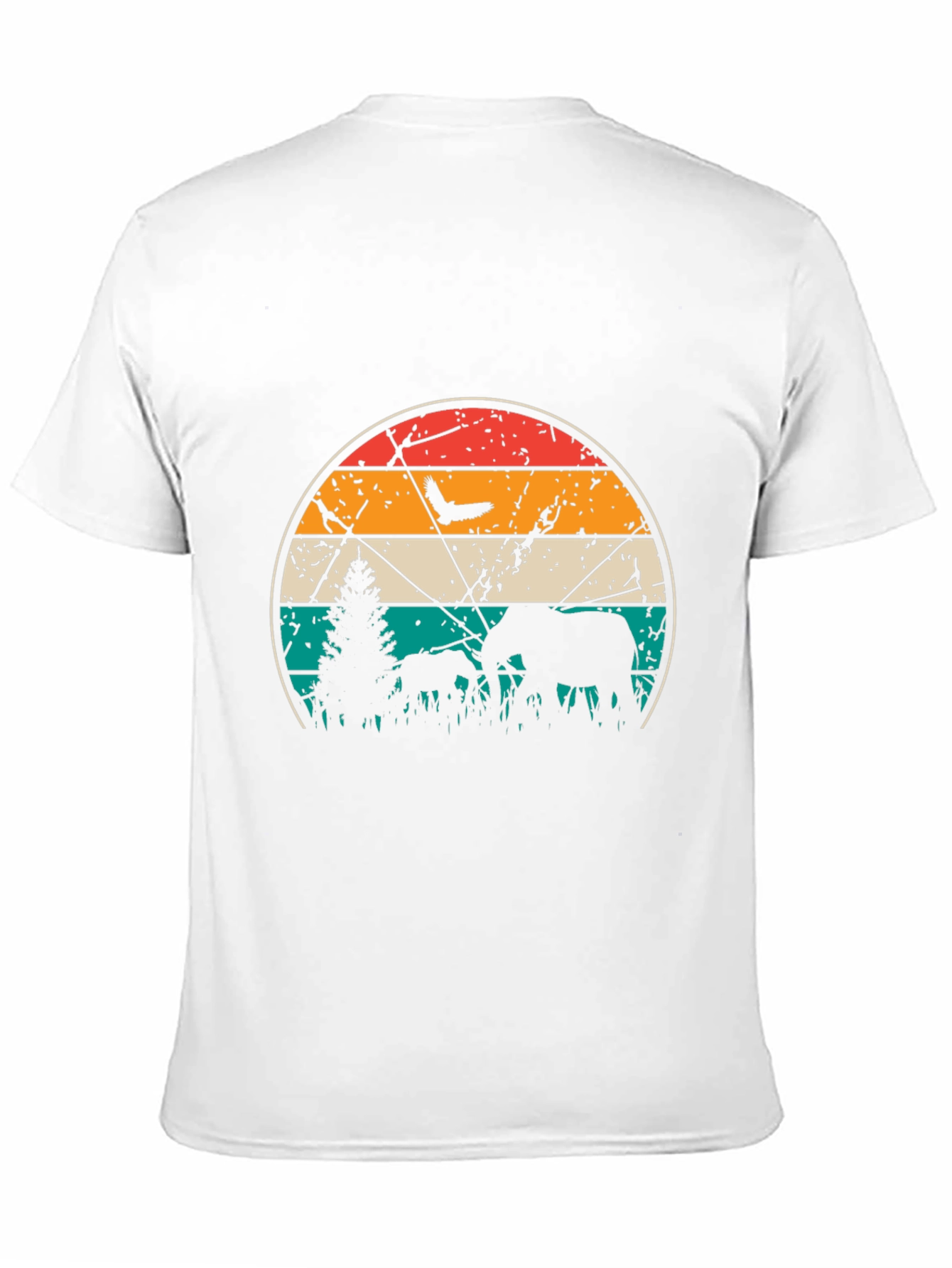 Camiseta Hombre Vintage Elefantes Atardecer