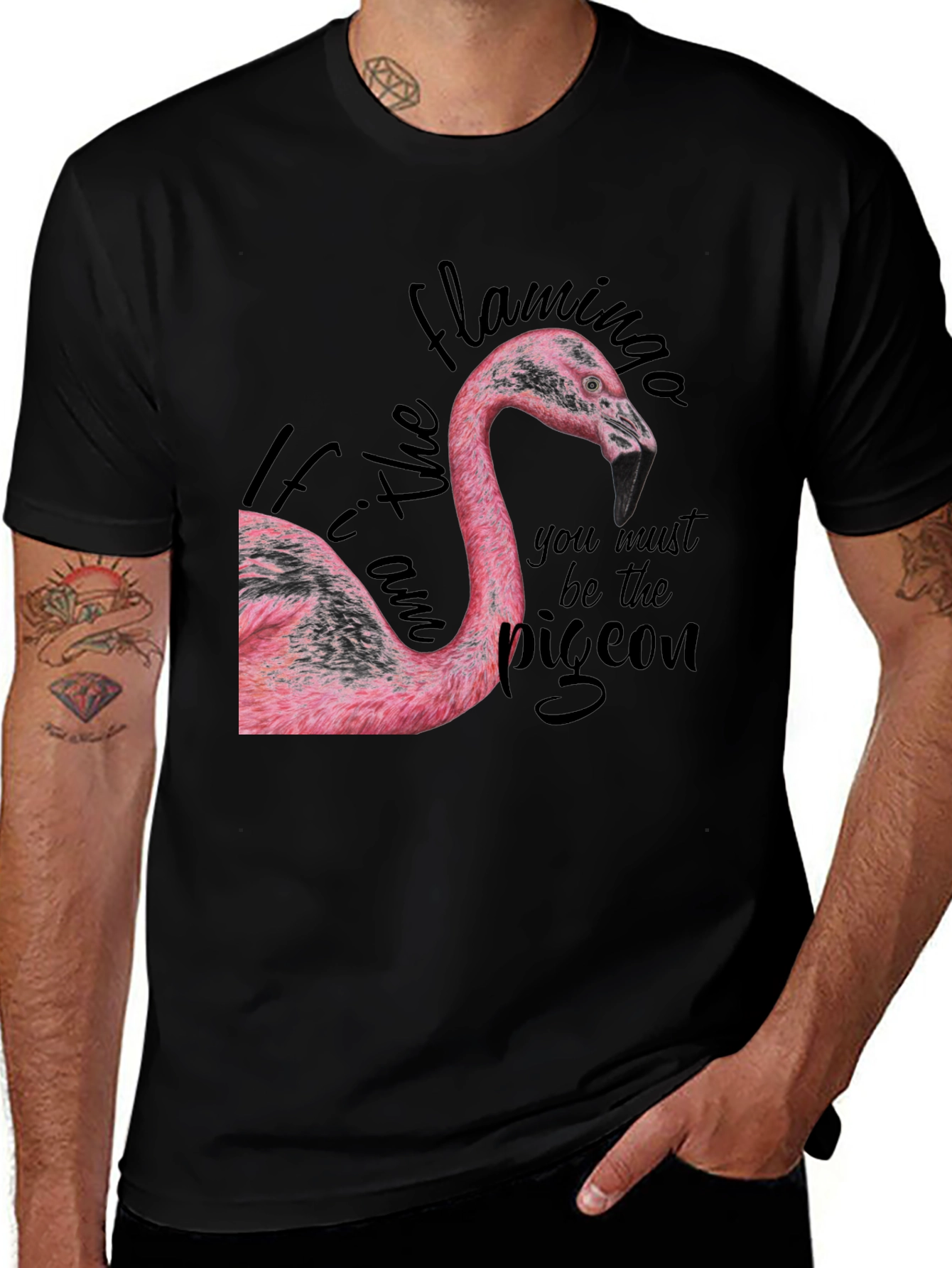Camiseta Negra con Diseño de Flamenco y Mensaje Inspirador