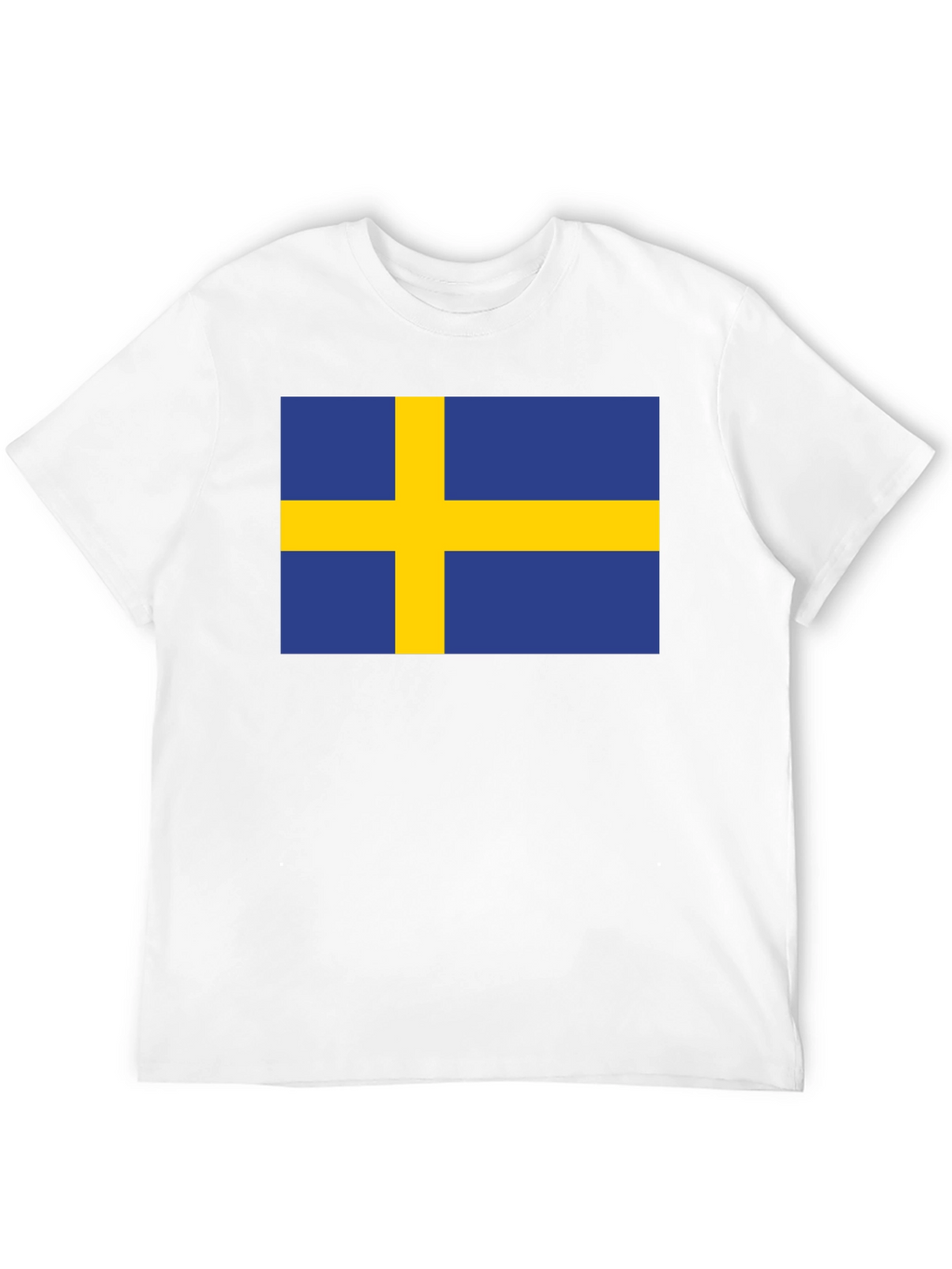 Camiseta Negra Bandera Suecia Estampada Hombre Casual