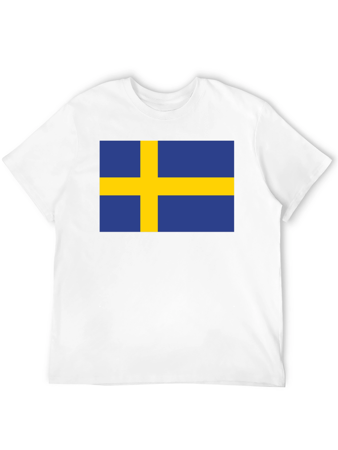 Camiseta Negra Bandera Suecia Estampada Hombre Casual