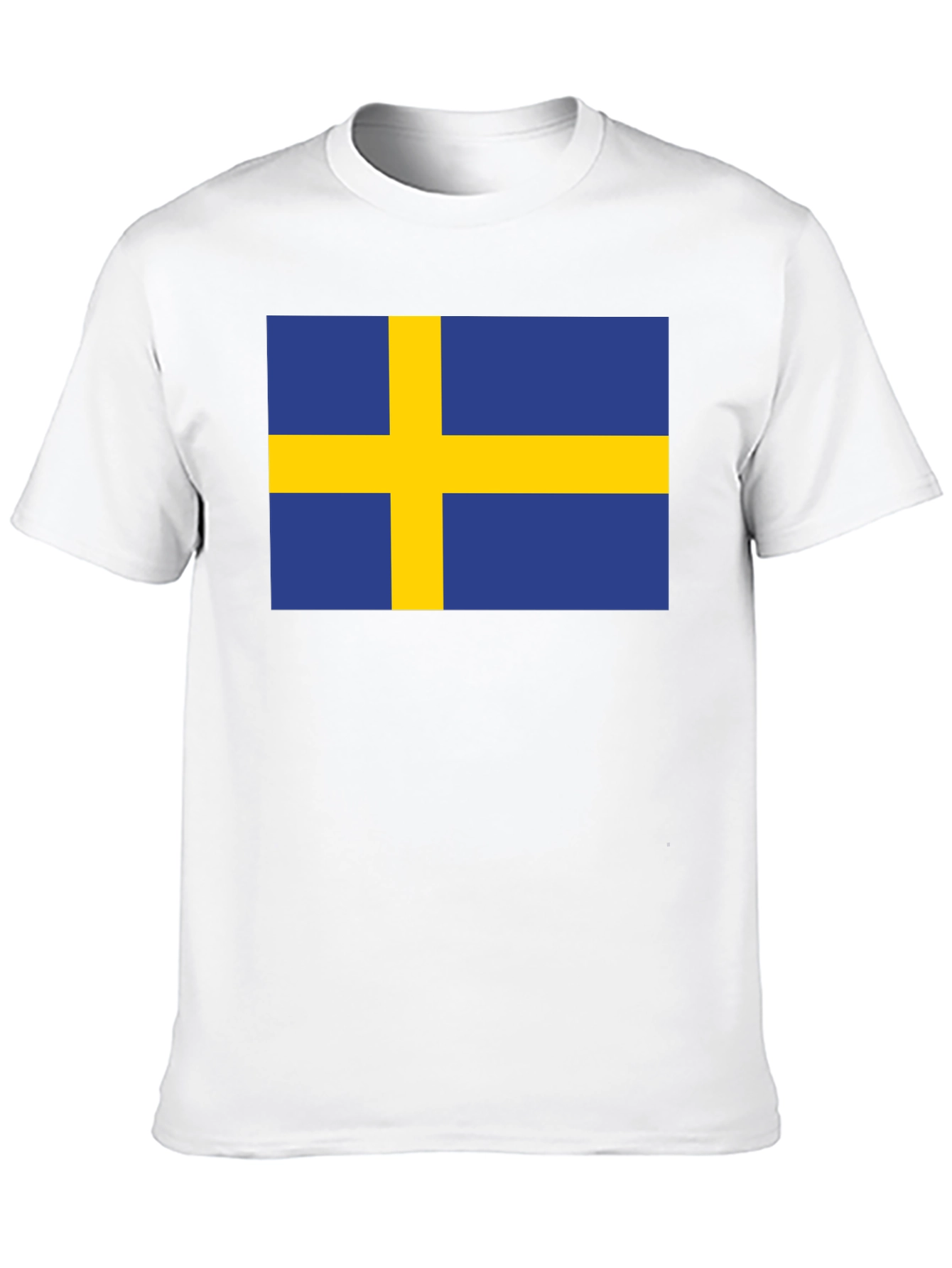 Camiseta Negra Bandera Suecia Estampada Hombre Casual