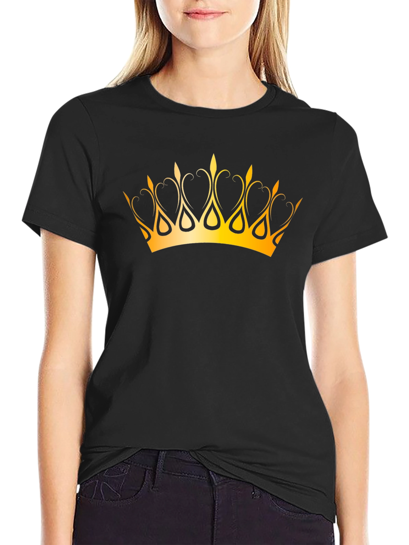 Camiseta Negra con Corona Dorada - Estilo Majestuoso