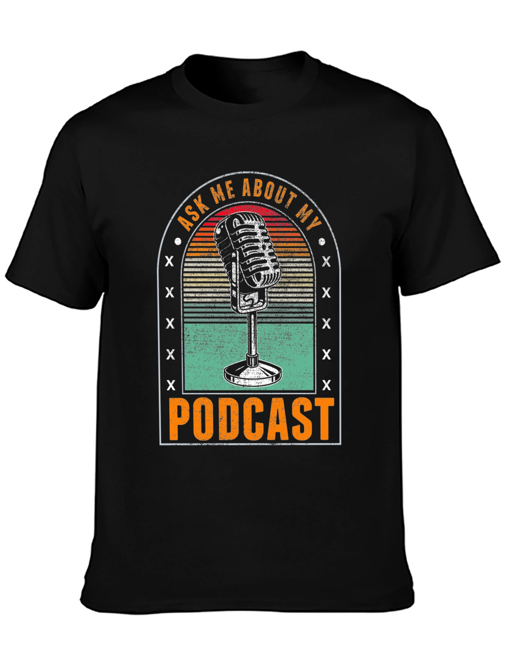 Camiseta Negra con Diseño de Micrófono Podcast