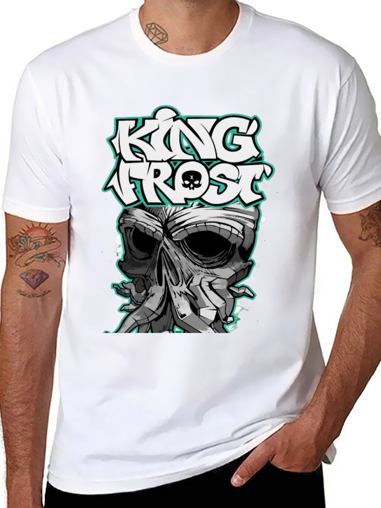 Camiseta Negra con Diseño de Calavera King Frost