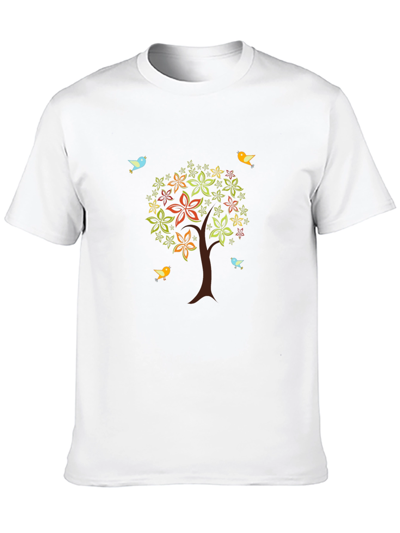 Camiseta Negra Árbol Floral y Aves