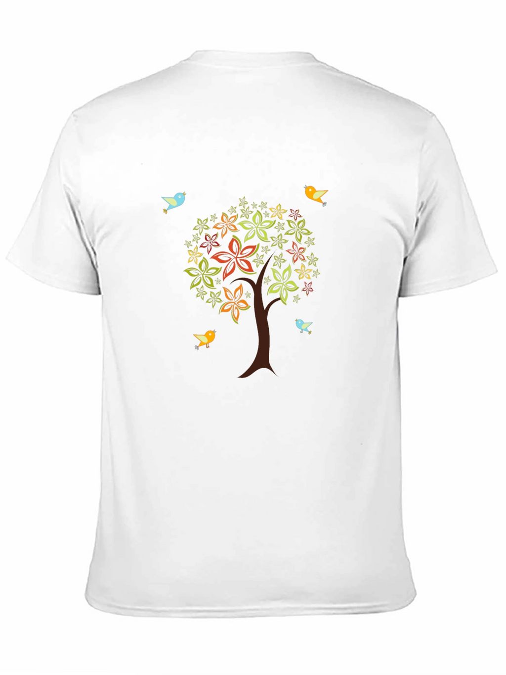 Camiseta Negra Árbol Floral y Aves