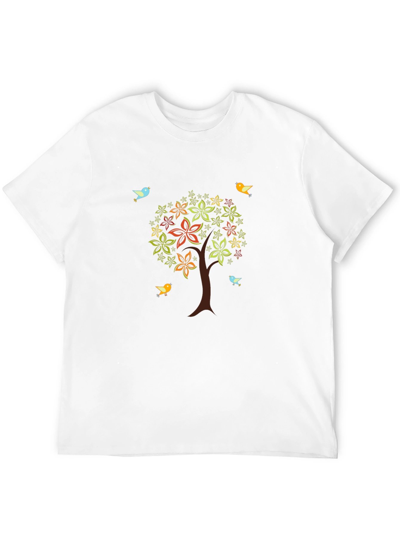 Camiseta Negra Árbol Floral y Aves
