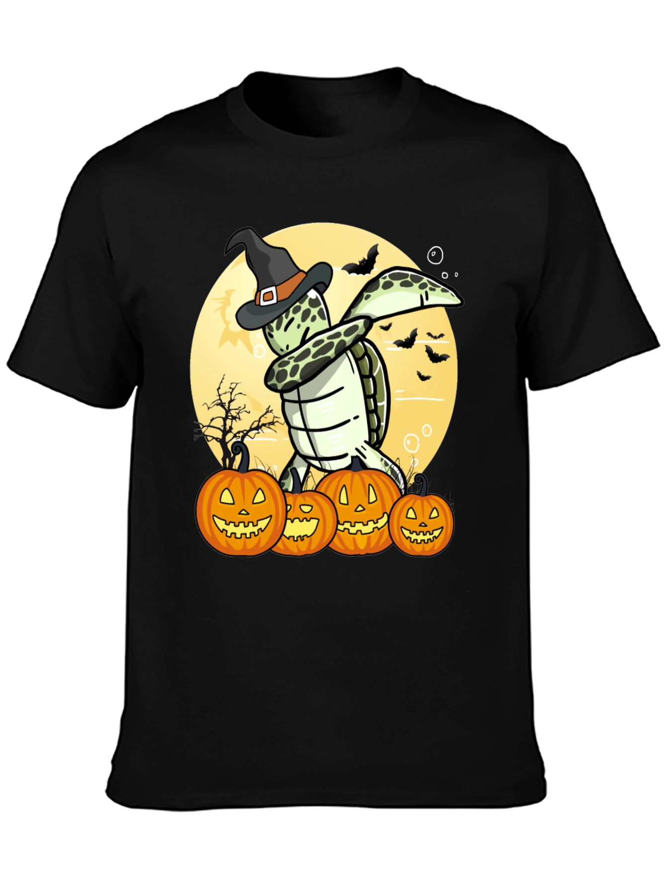 Camiseta Halloween Tortuga Bruja Calabazas