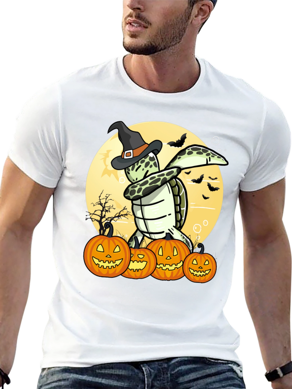 Camiseta Halloween Tortuga Bruja Calabazas