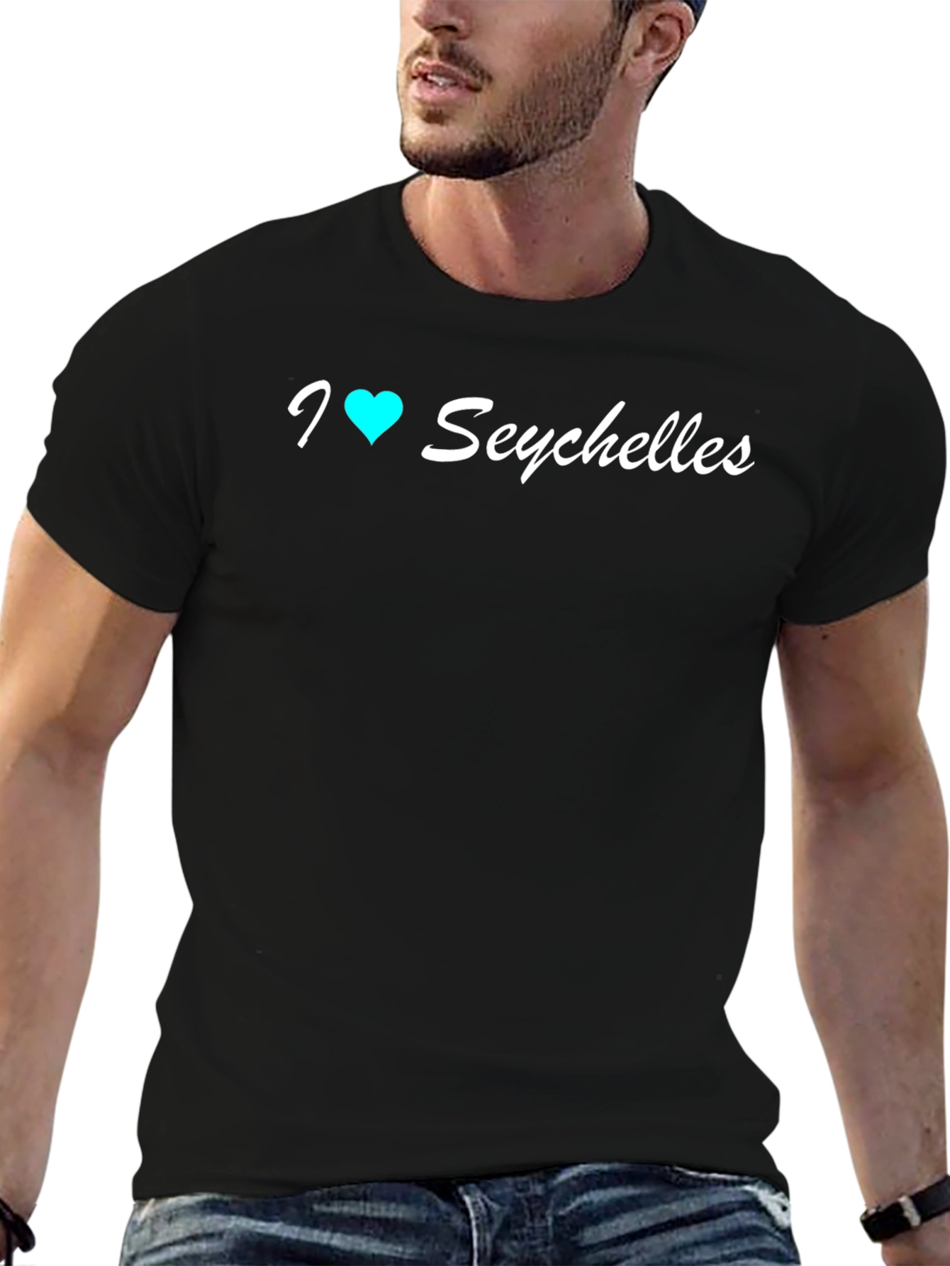 Camiseta Negra Amo Seychelles para Hombre
