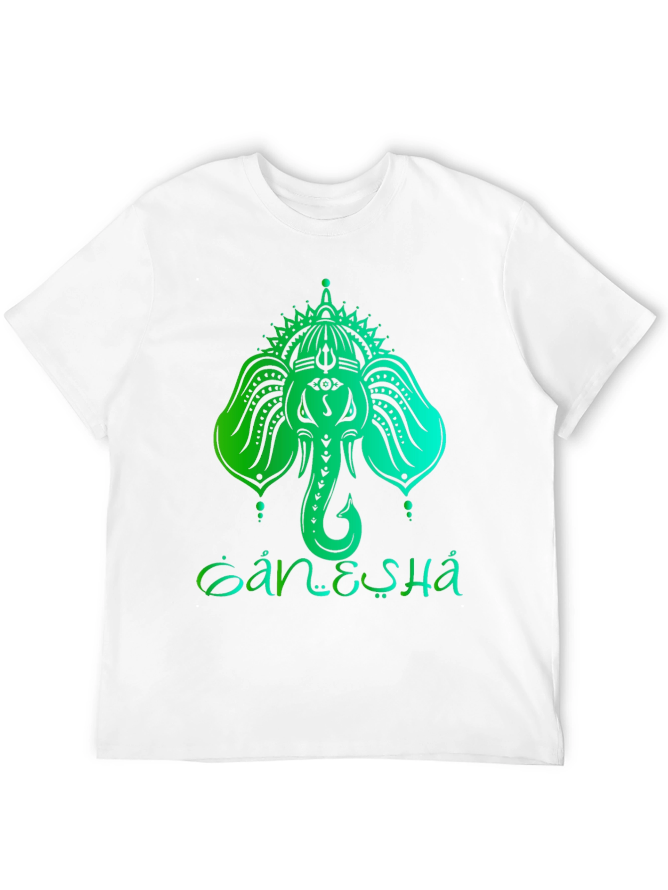 Camiseta Hombre Negra con Diseño de Ganesha Verde Degradado