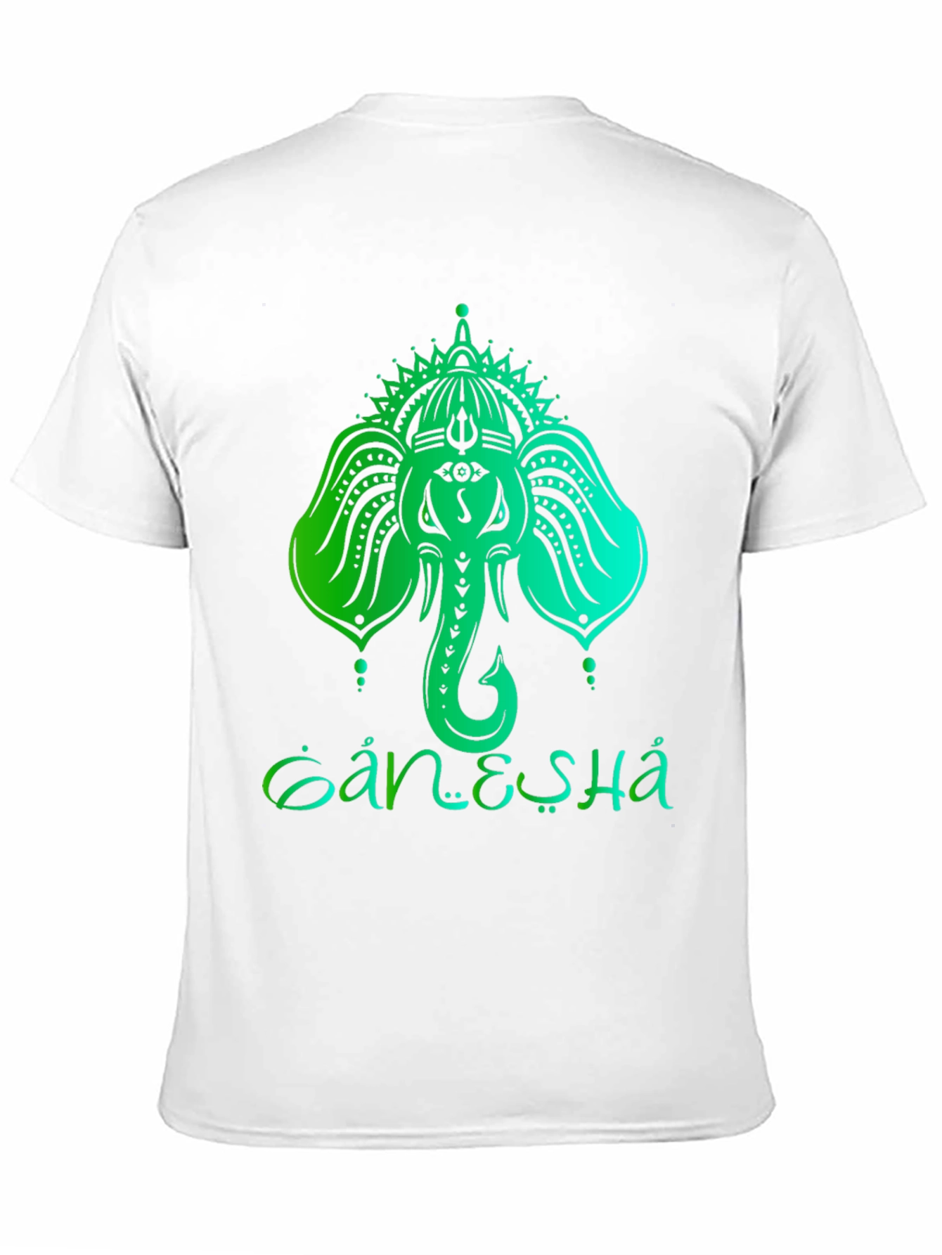 Camiseta Hombre Negra con Diseño de Ganesha Verde Degradado