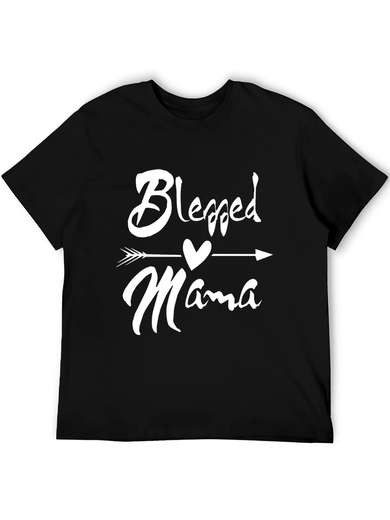 Camiseta Negra Blessed Mama con Flecha de Corazón