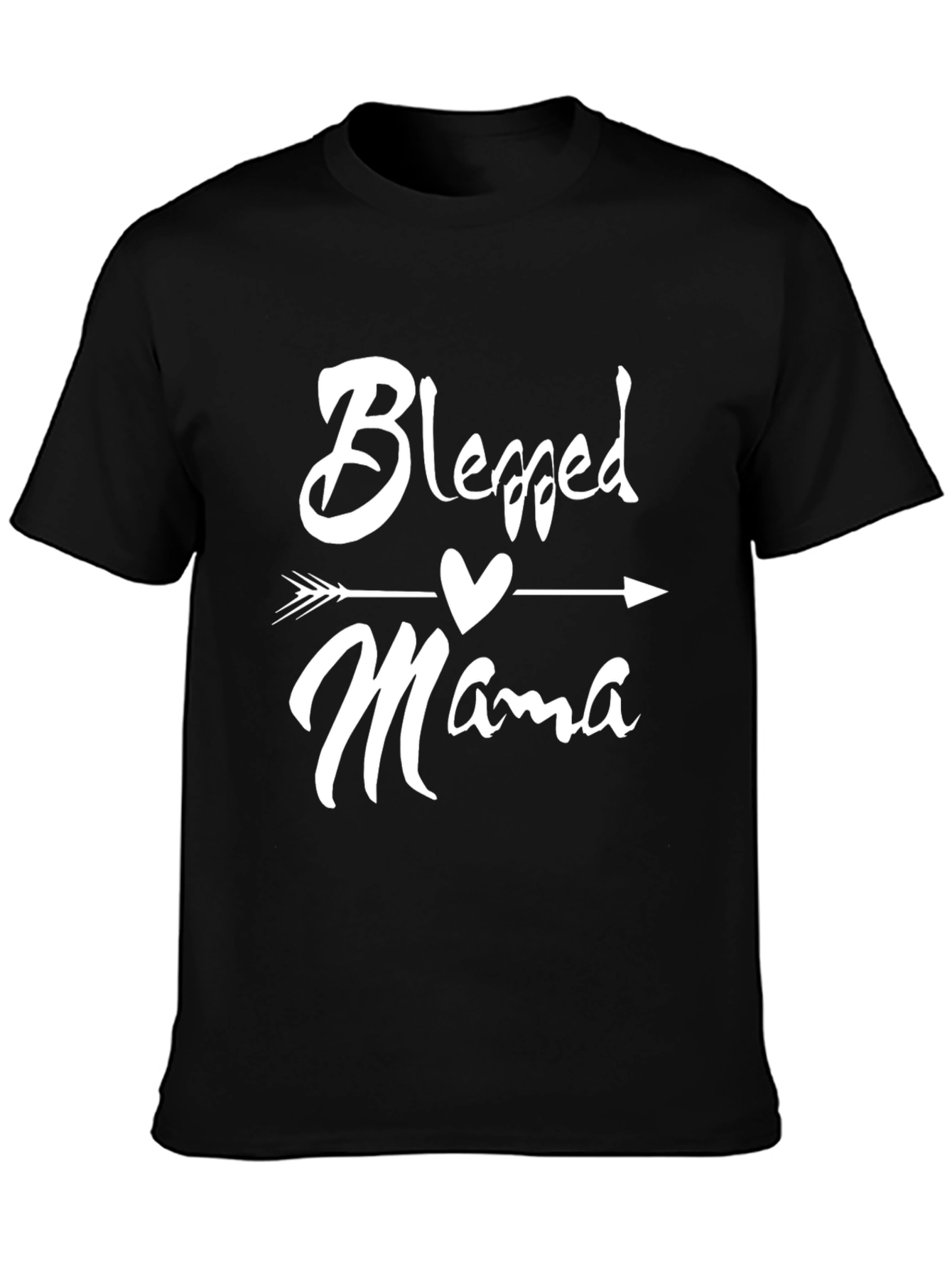 Camiseta Negra Blessed Mama con Flecha de Corazón