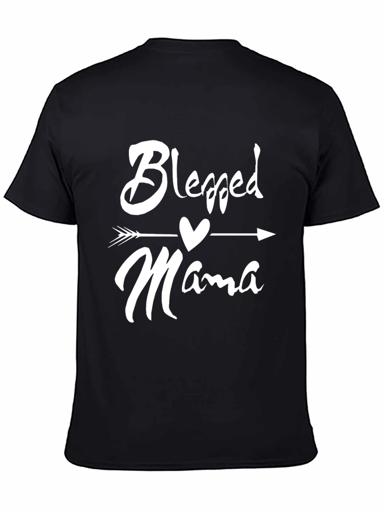 Camiseta Negra Blessed Mama con Flecha de Corazón