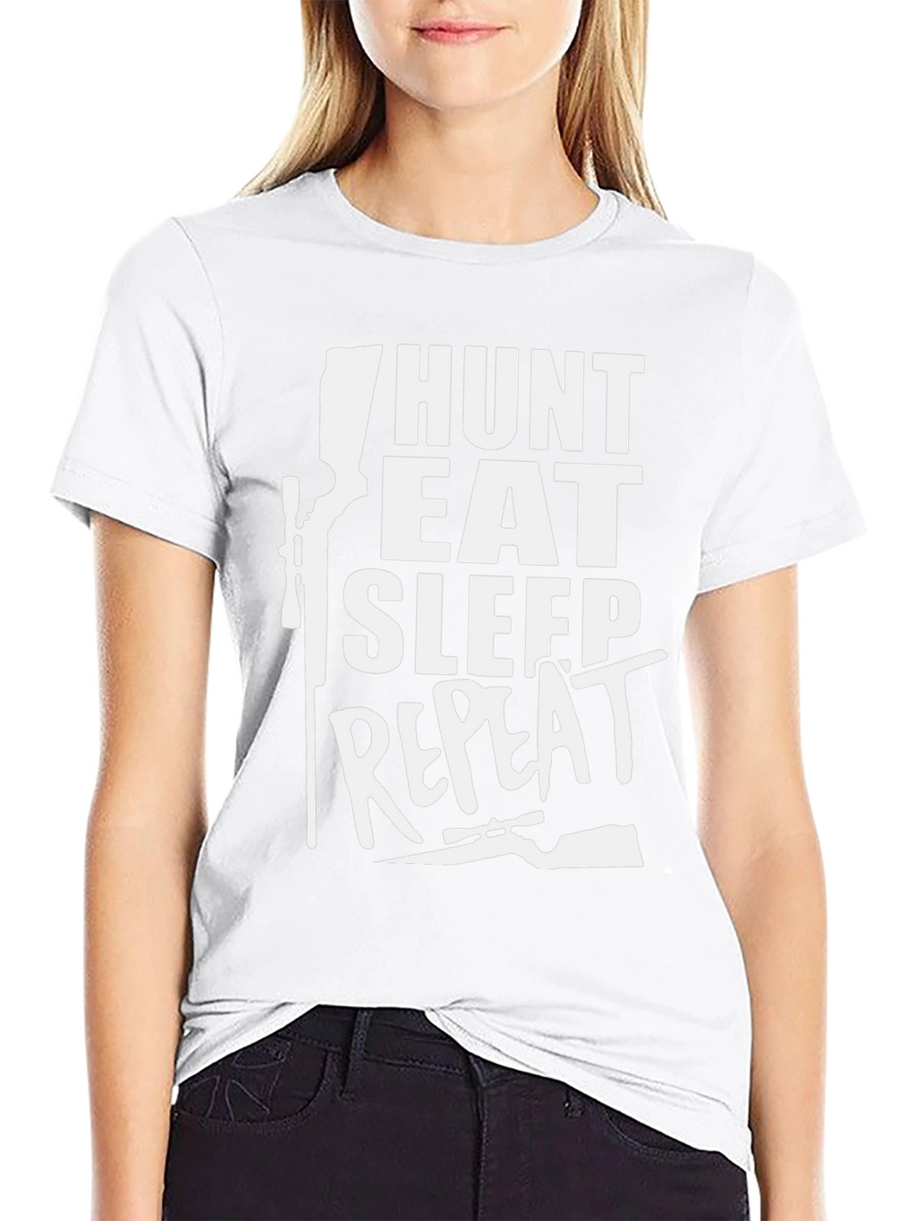 Camiseta Negra Cazar Comer Dormir Repetir