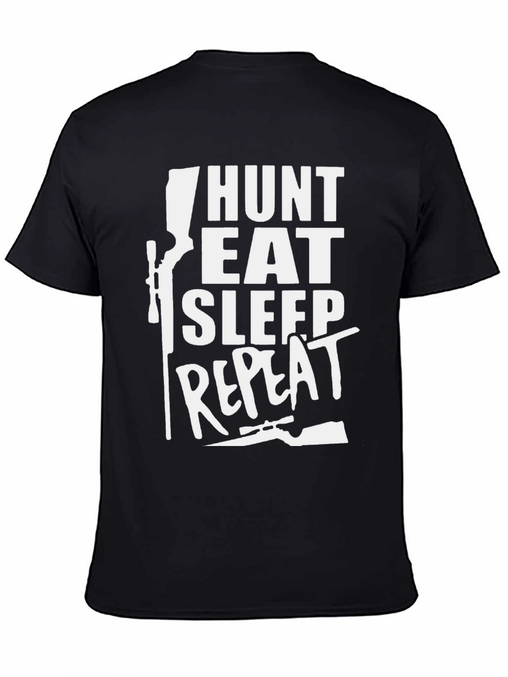 Camiseta Negra Cazar Comer Dormir Repetir
