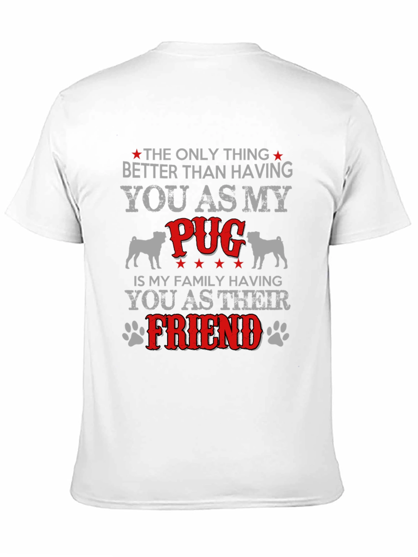 Camiseta Hombre Negra Diseño Pug Amigo