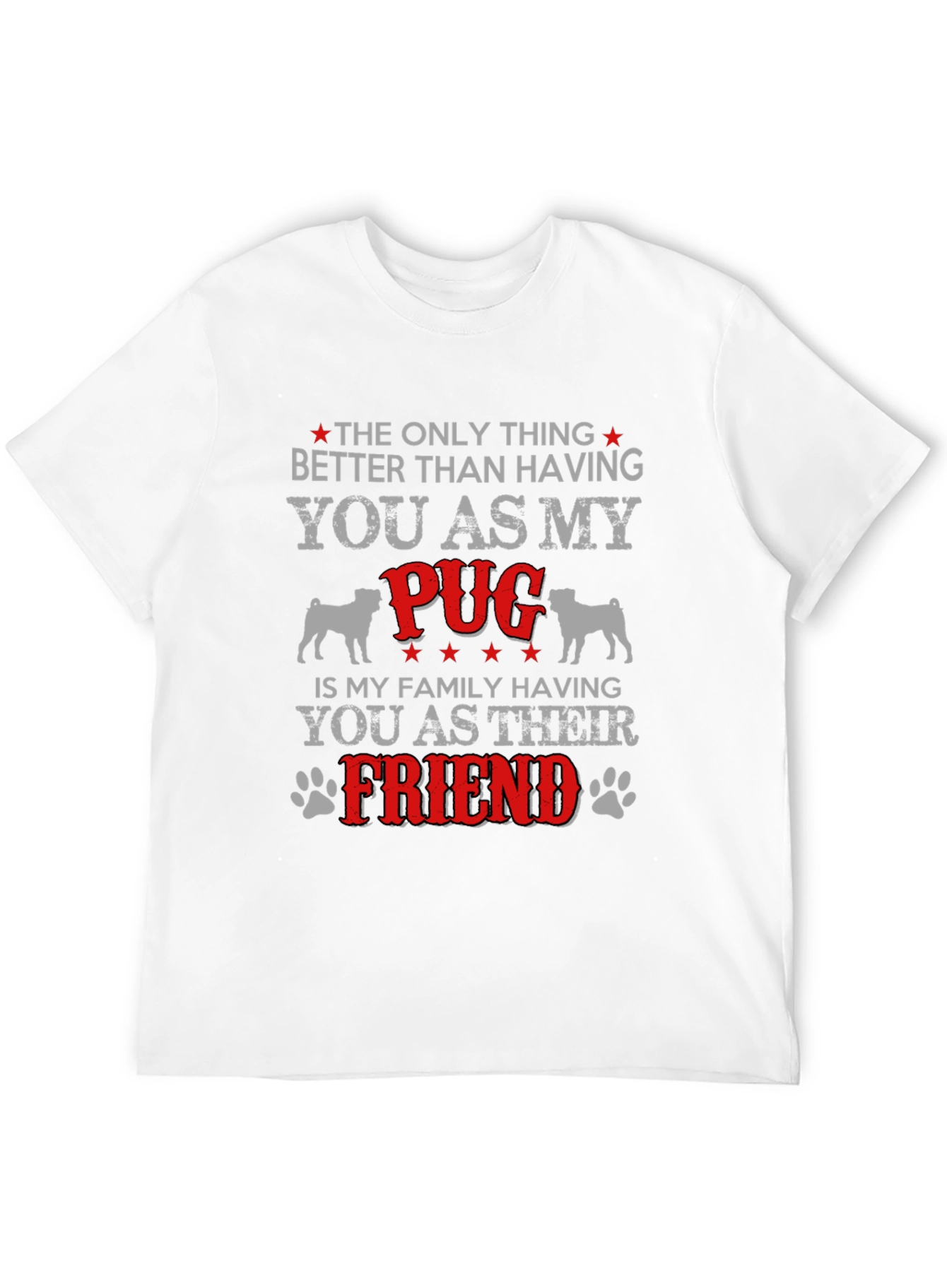 Camiseta Hombre Negra Diseño Pug Amigo